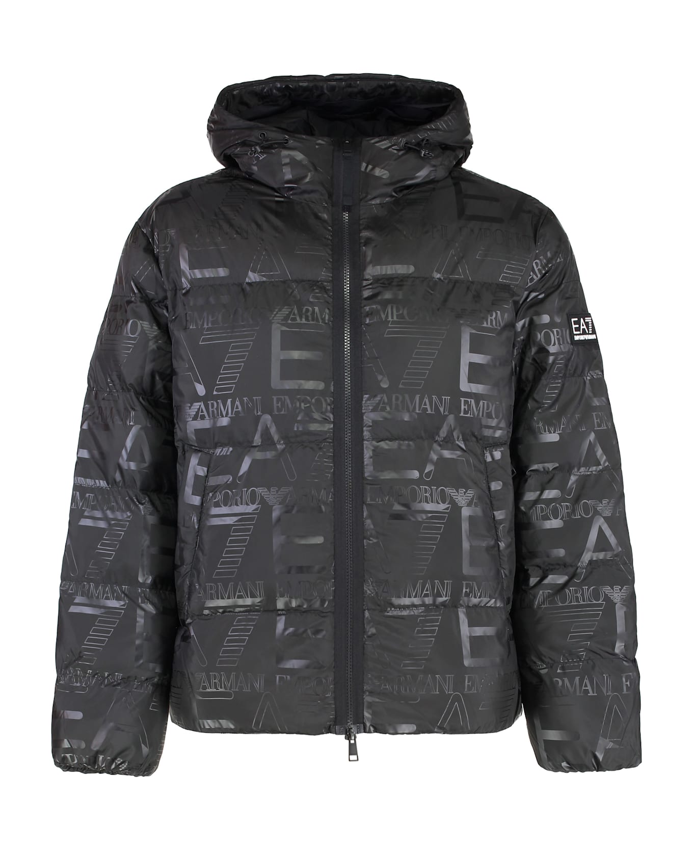 EA7 Hooded Full-zip Down Jacket - black