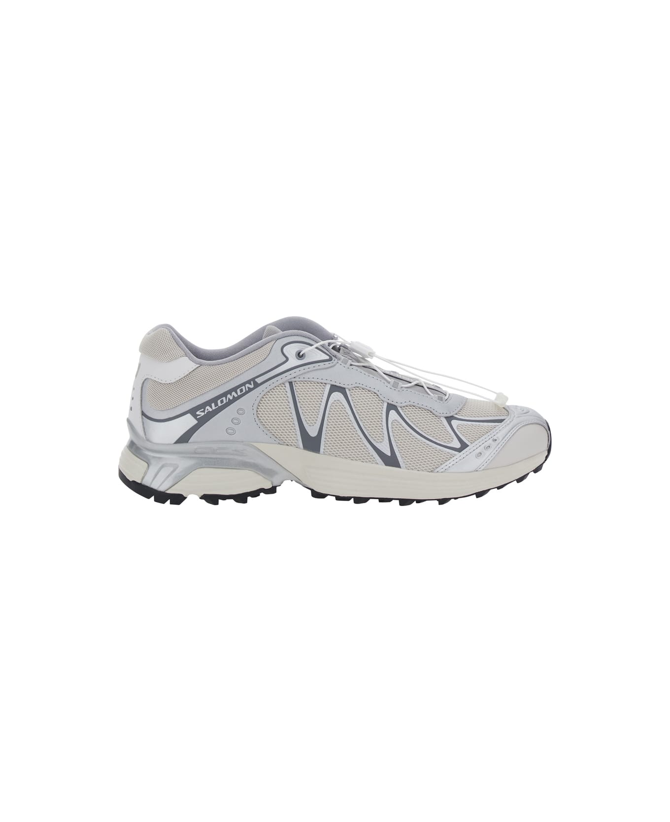 Salomon 'xt-whisper' Grey Sneakers With Printed Logo On The Side And Drawstring Closure In Fabric Unisex - Grey