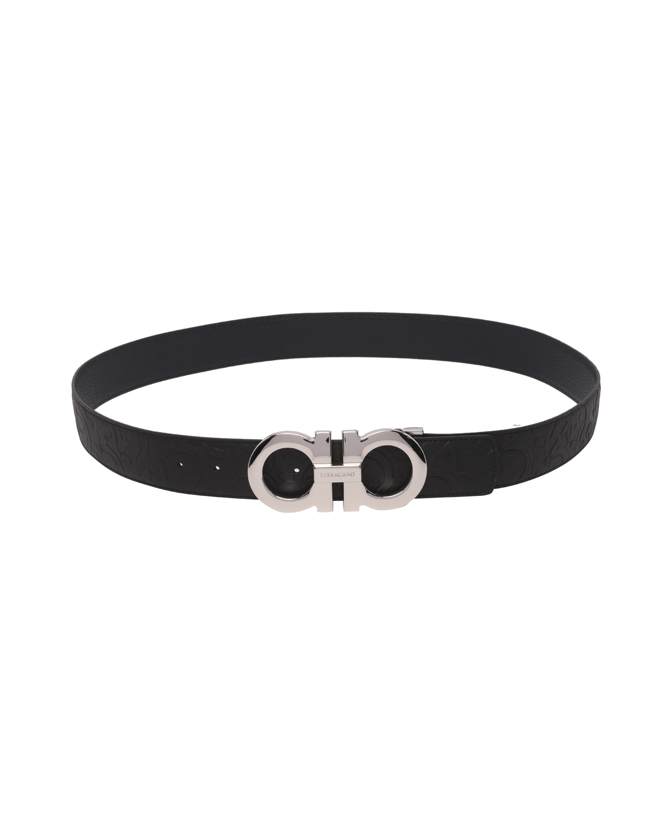 Ferragamo Gancini Buckle Reversible Belt - Black