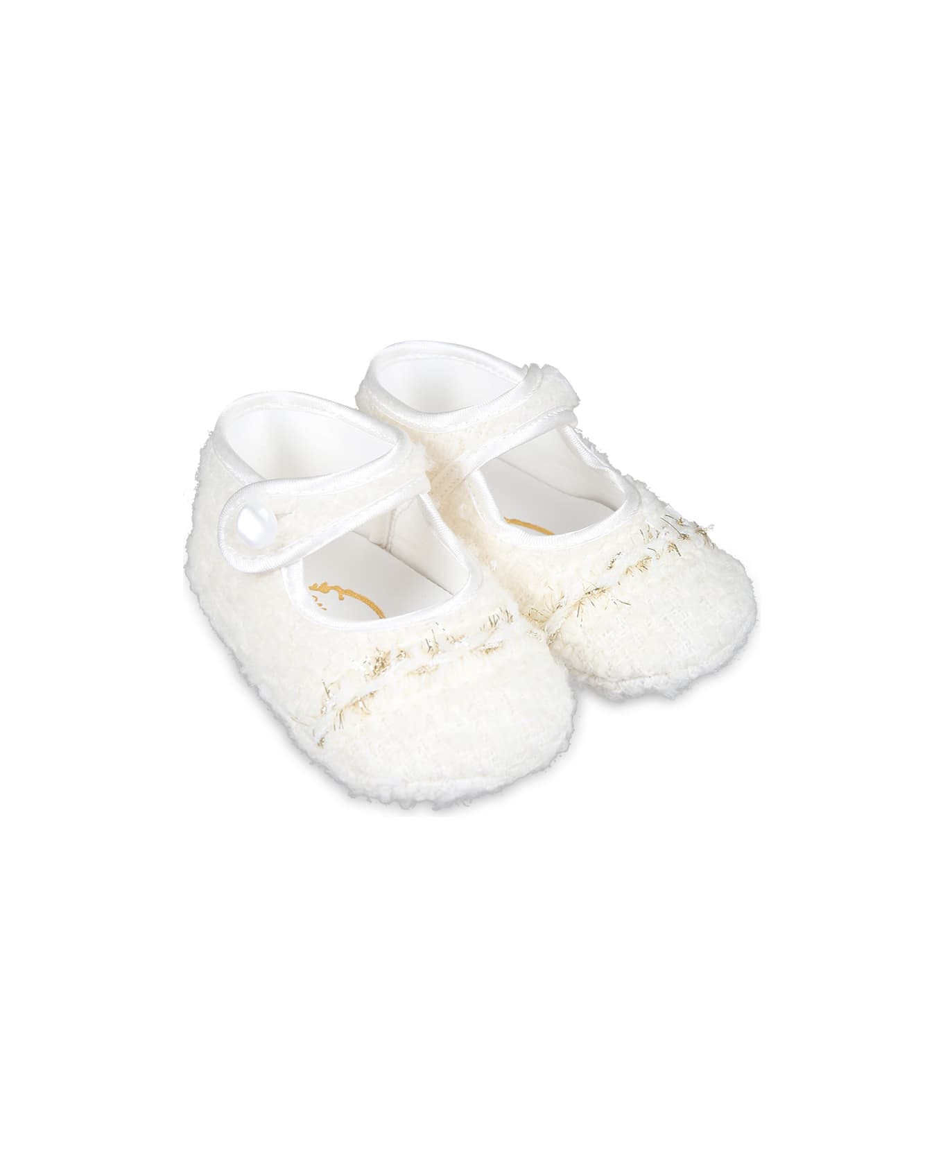 Monnalisa Ivory Ballet Flats For Baby Girl - Ivory シューズ