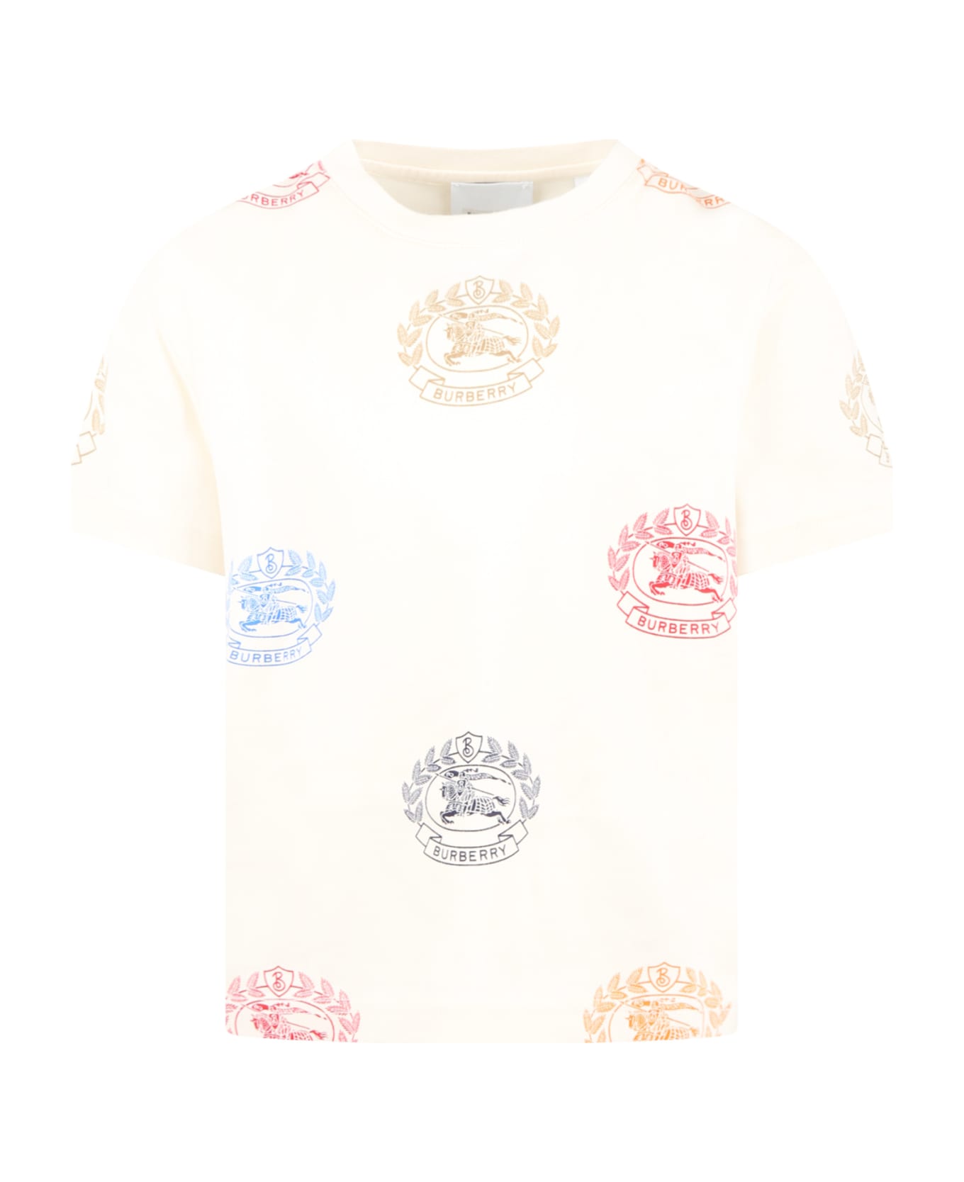 Burberry Beige T-shirt For Boy With Logo - Multicolor
