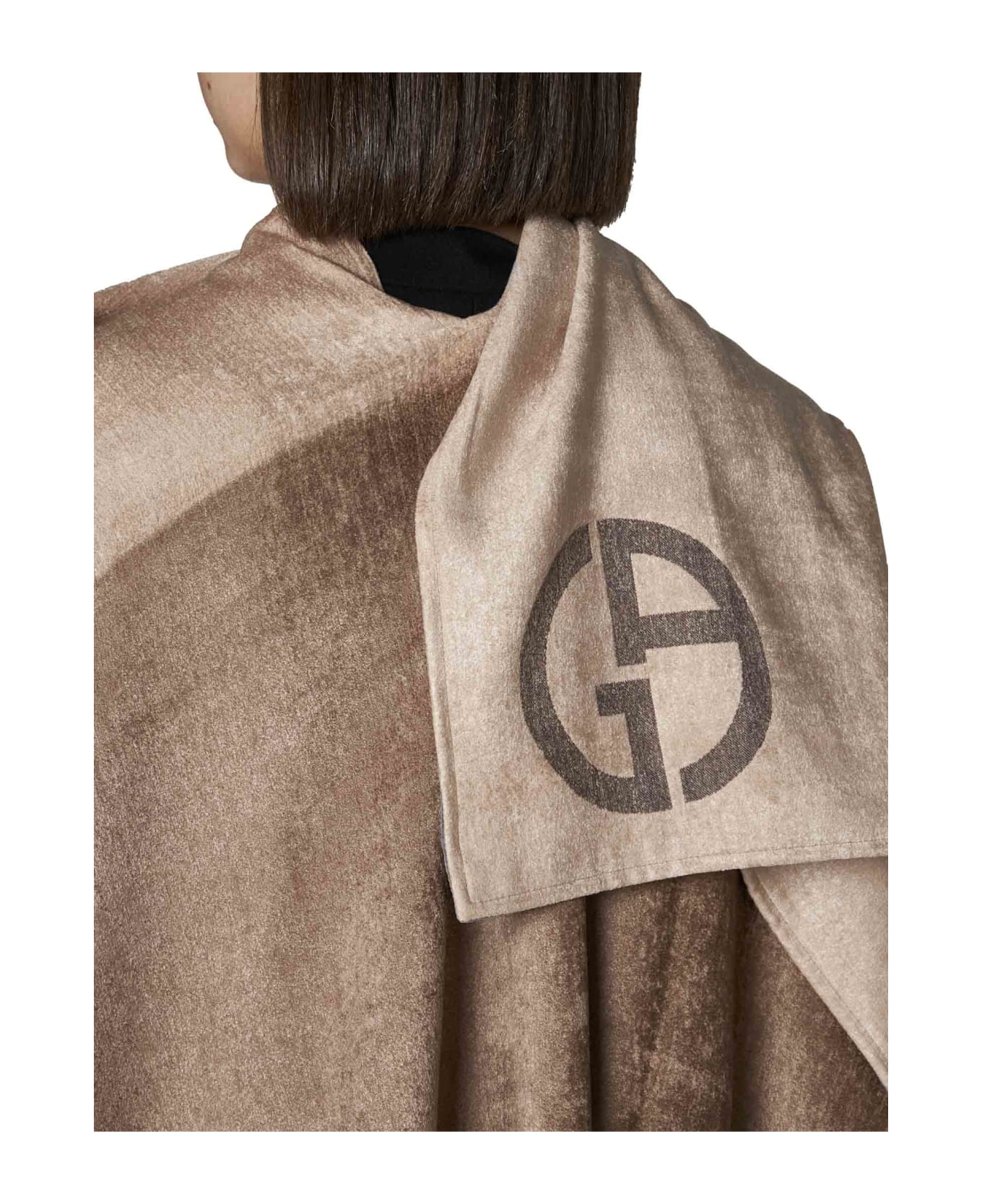 Giorgio Armani Logo Wool-blend Stole - Sabbia dorata