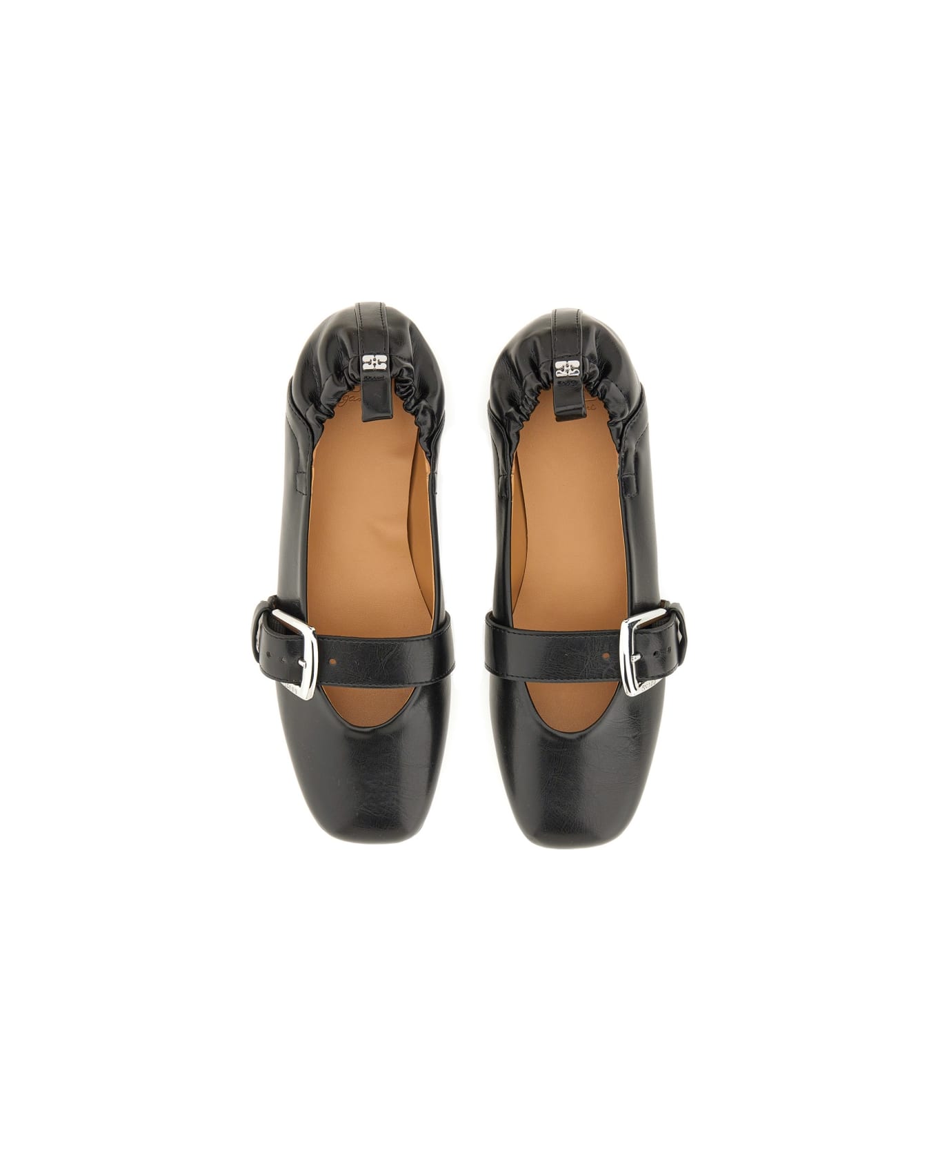 Ganni Ballerina With Buckle Strap - BLACK