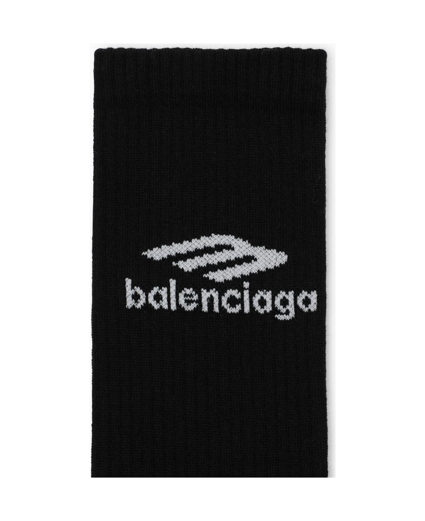 Balenciaga Black Socks With Logo - Black/white 靴下