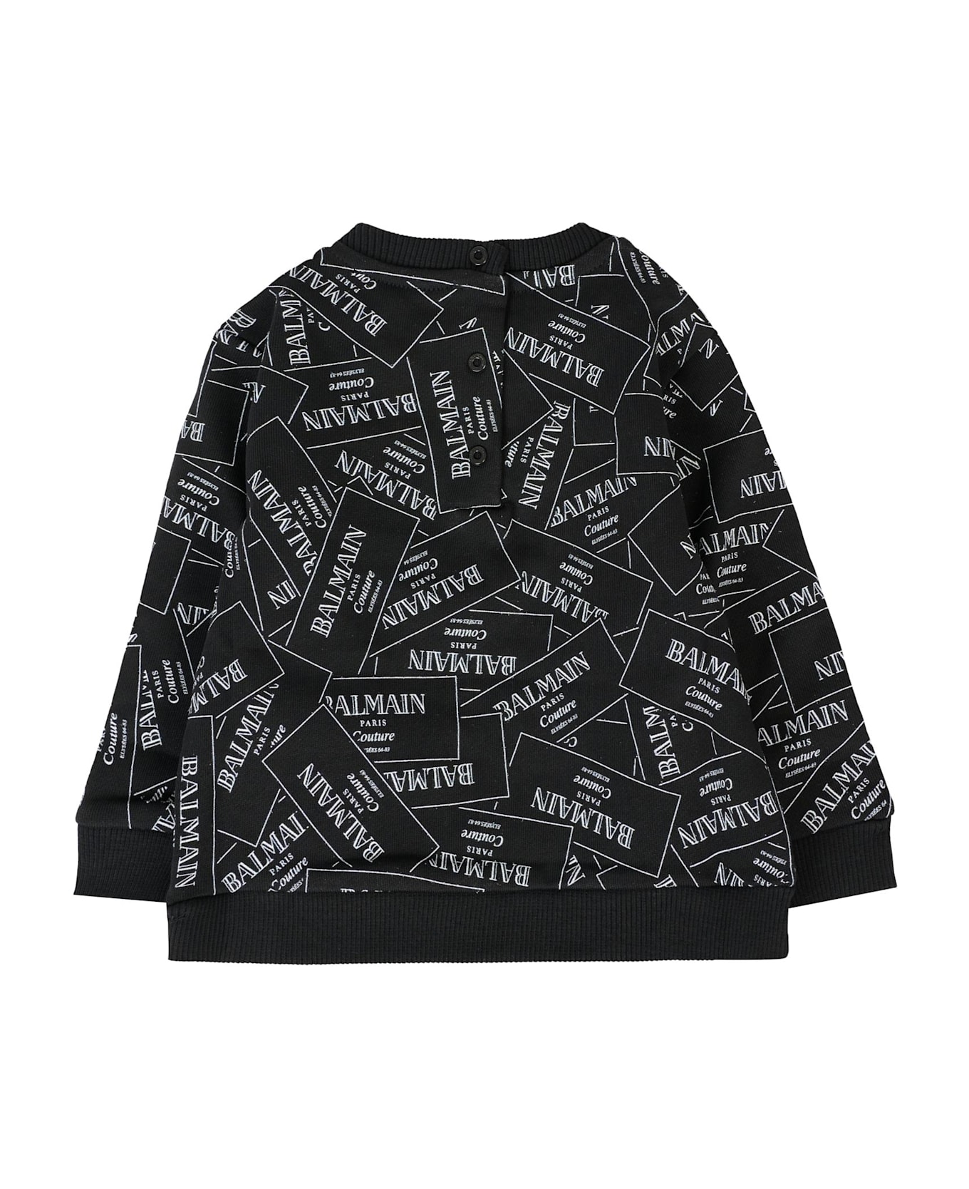Balmain Black Sweatshirt For Baby Boy With Logo - Black