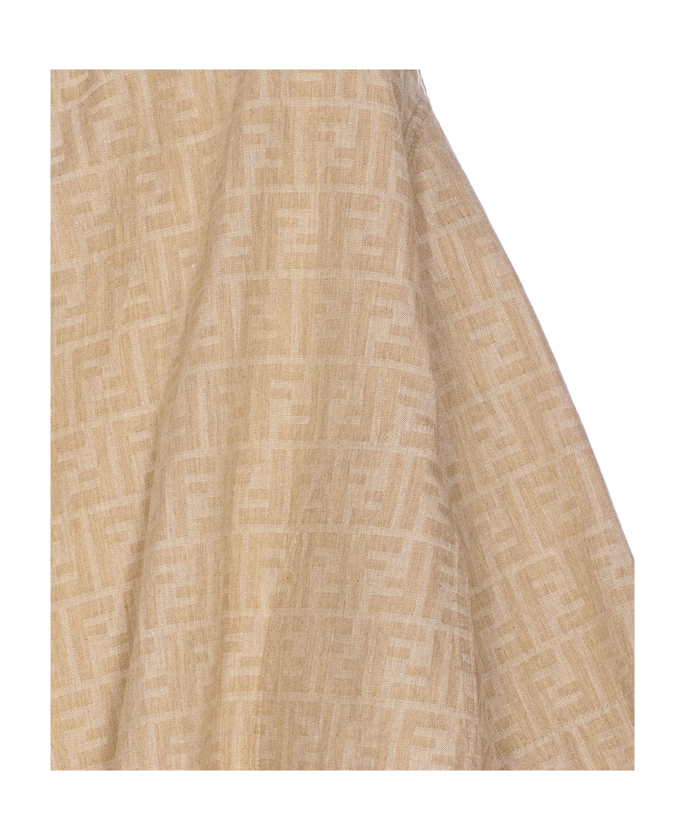 Fendi Ff Logo Denim Jacket - Beige