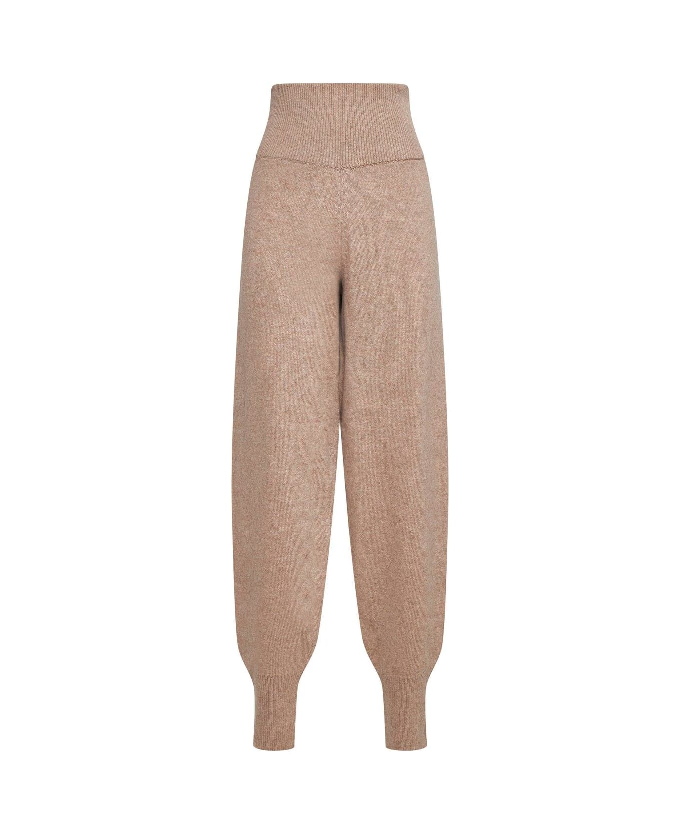 Lemaire High Waist Knitted Track Trousers - Latte coffee