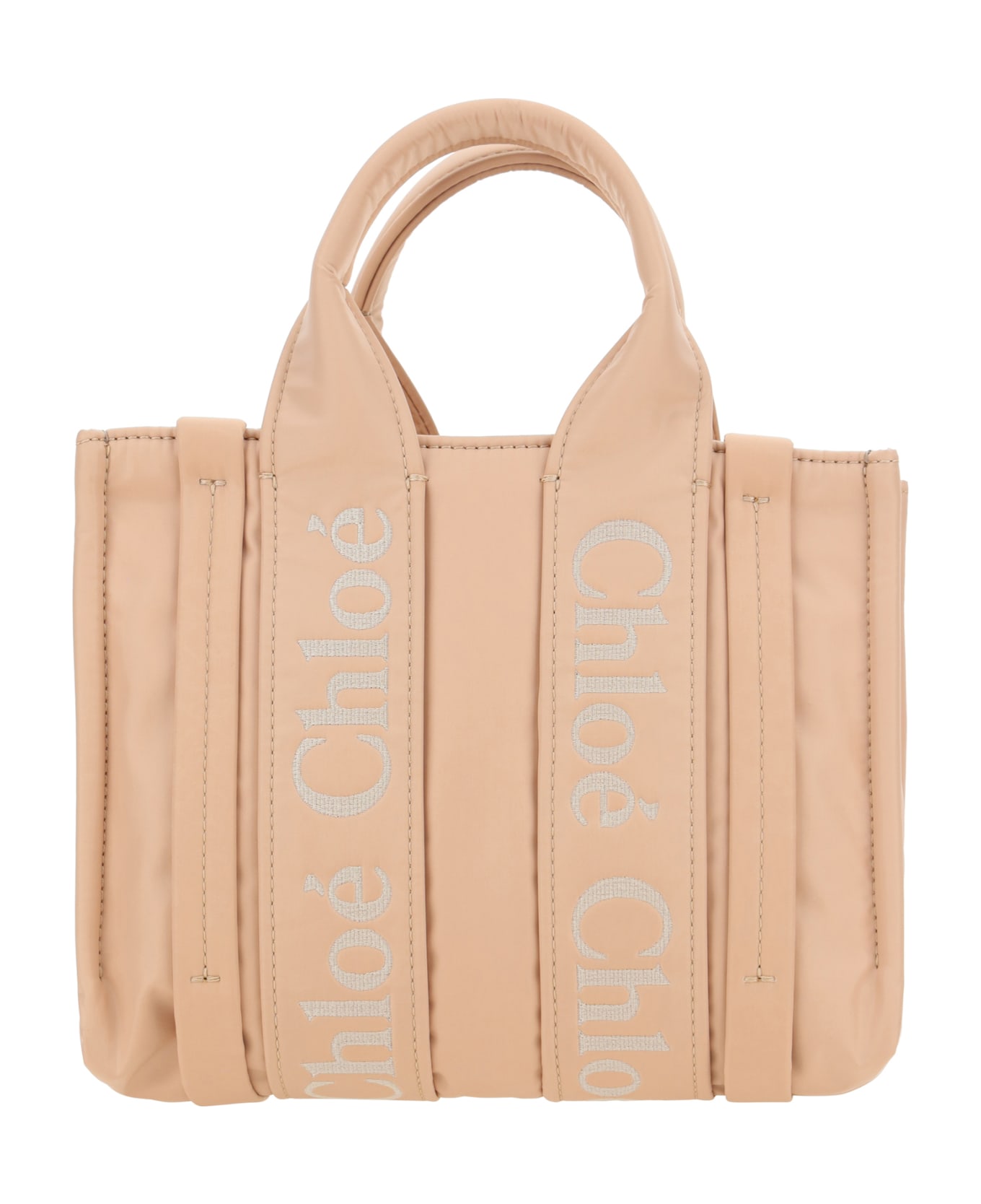 Chloé Woody Logo Embroidered Tote Bag - Rose Dust トートバッグ