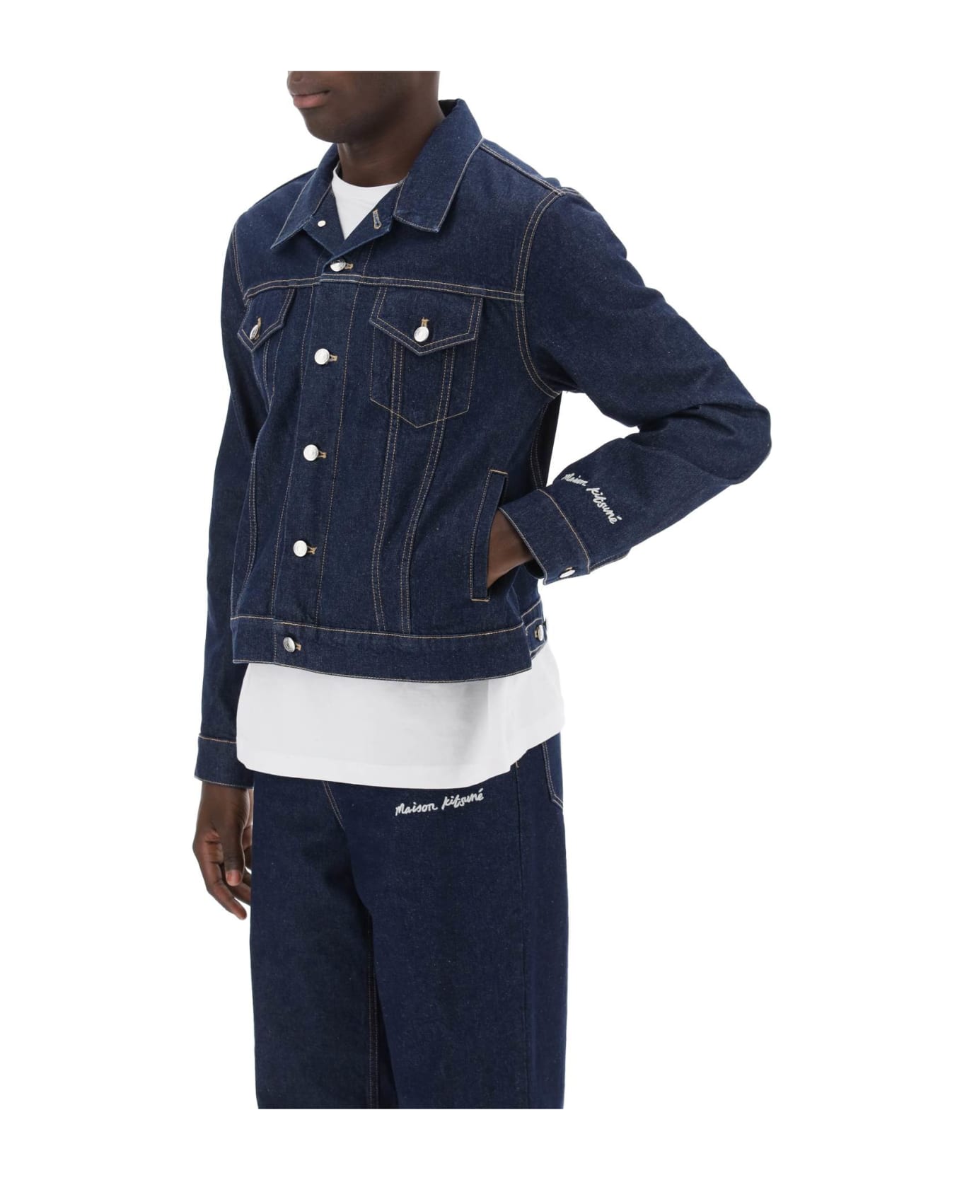 Maison Kitsuné Light Denim Jacket - WASHED INDIGO (Blue) ジャケット
