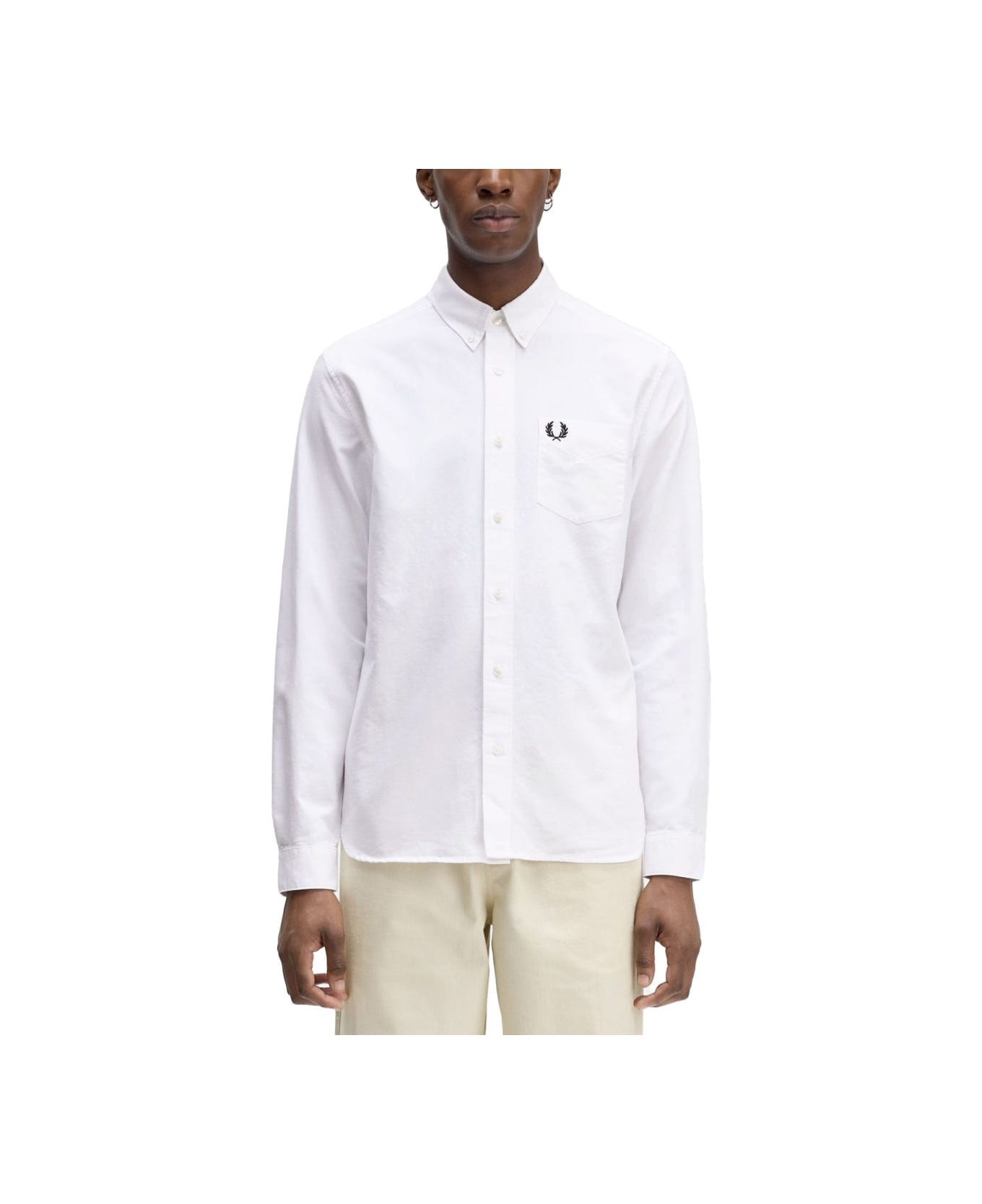 Fred Perry Cotton Oxford Shirt - WHITE