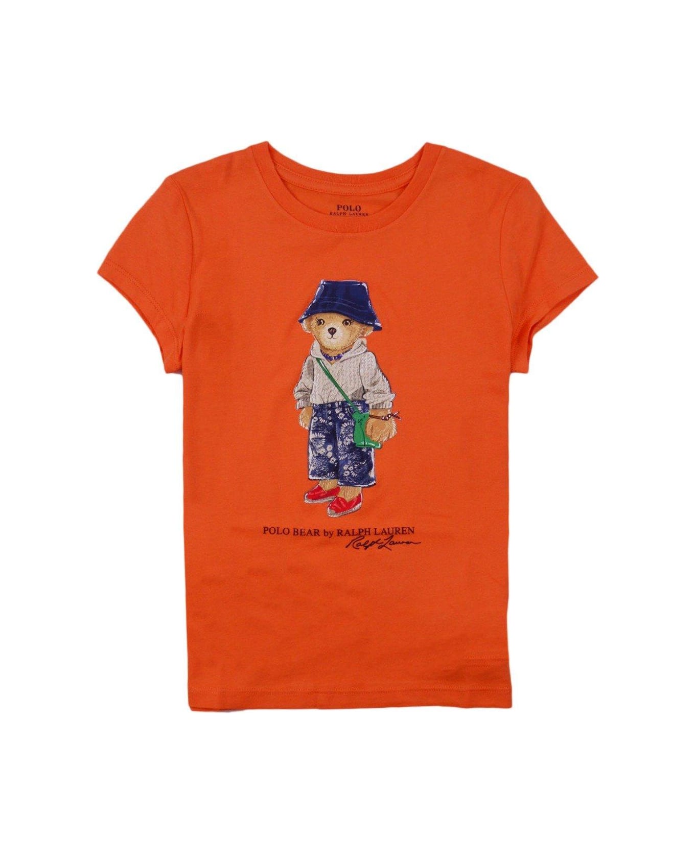Ralph Lauren Polo Bear-print Crewneck T-shirt - Arancione Tシャツ＆ポロシャツ