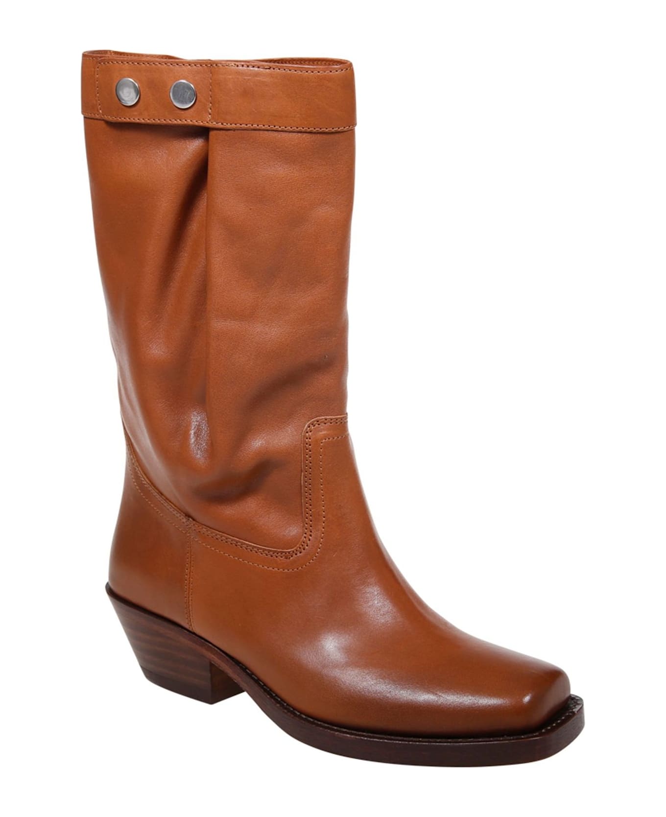 Marant Étoile Ademe Square Toe Biker Boots - Marrone