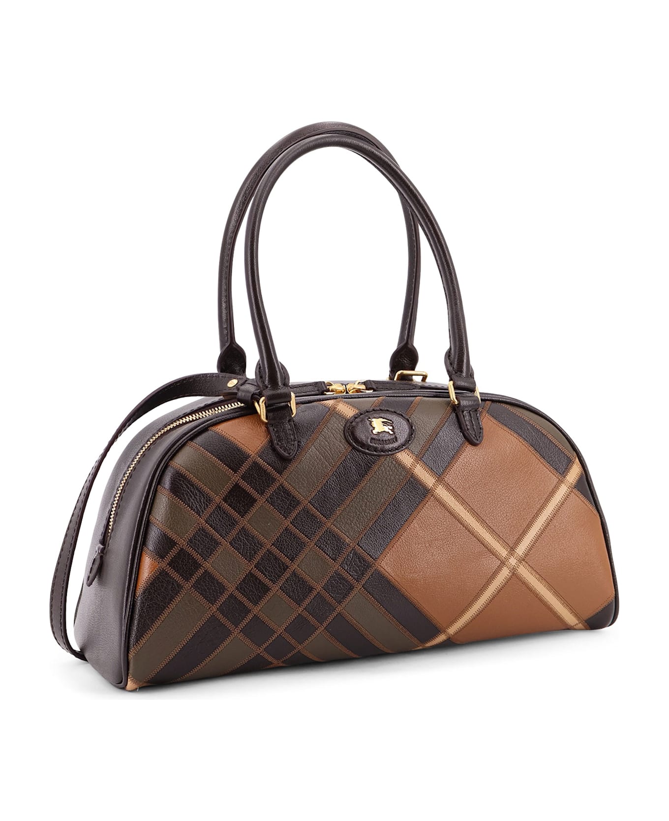 Burberry Highlands Bowling Medium Leather Handbag - HAZEL
