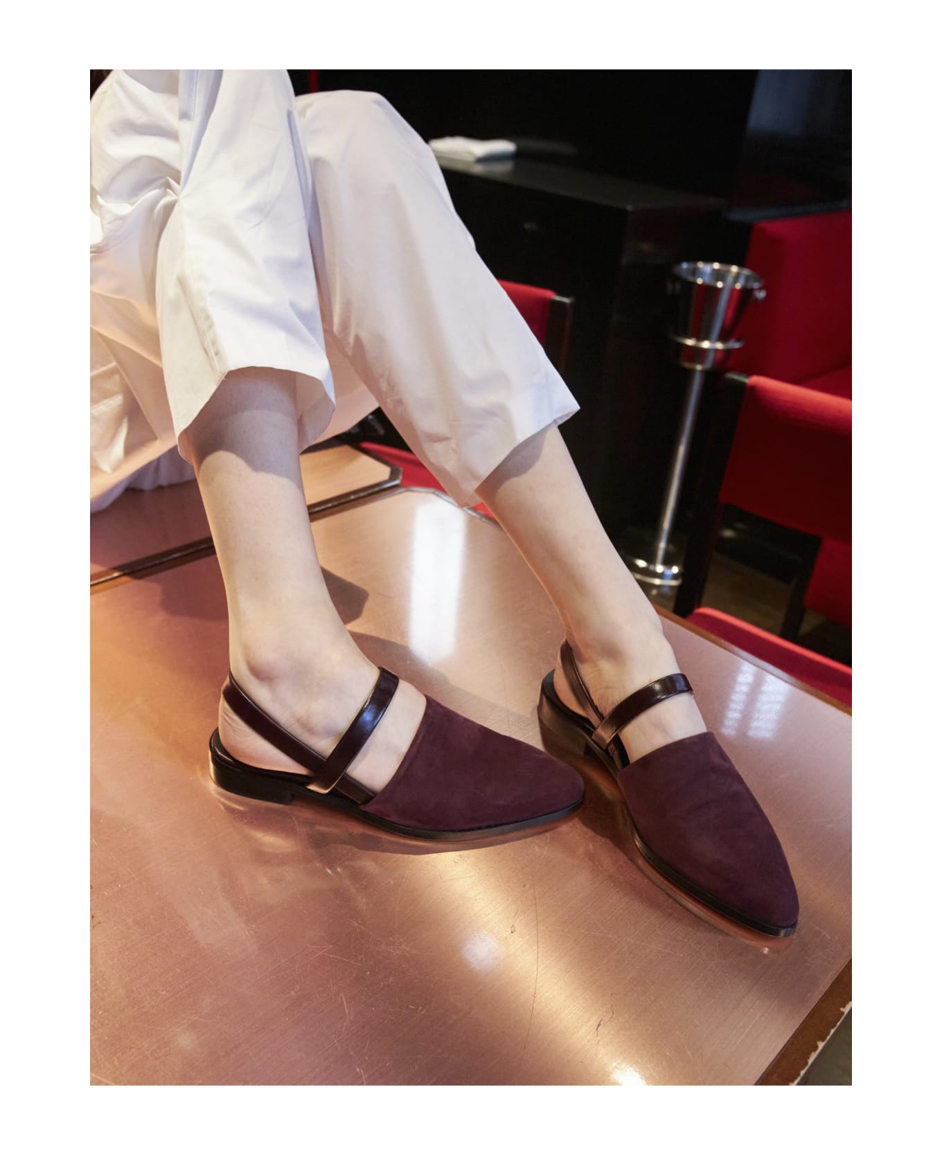 CB Made in Italy Leather And Suede Flats Vega - Burgundy