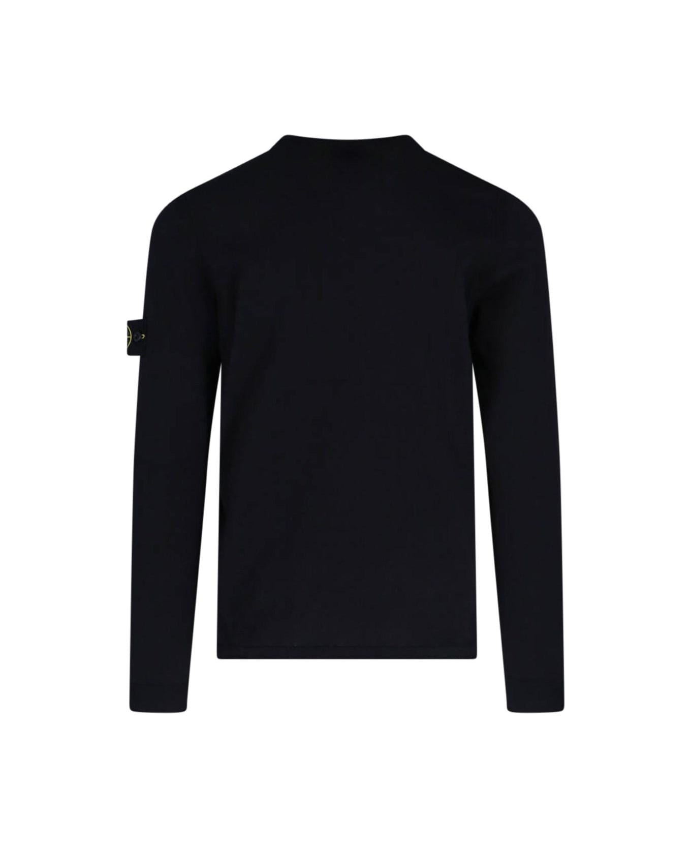 Stone Island Logo Crew Neck Sweater - Blu