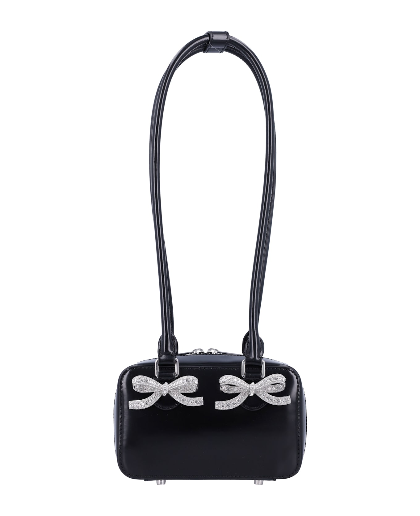self-portrait Leather Shoulder Bag - BLACK