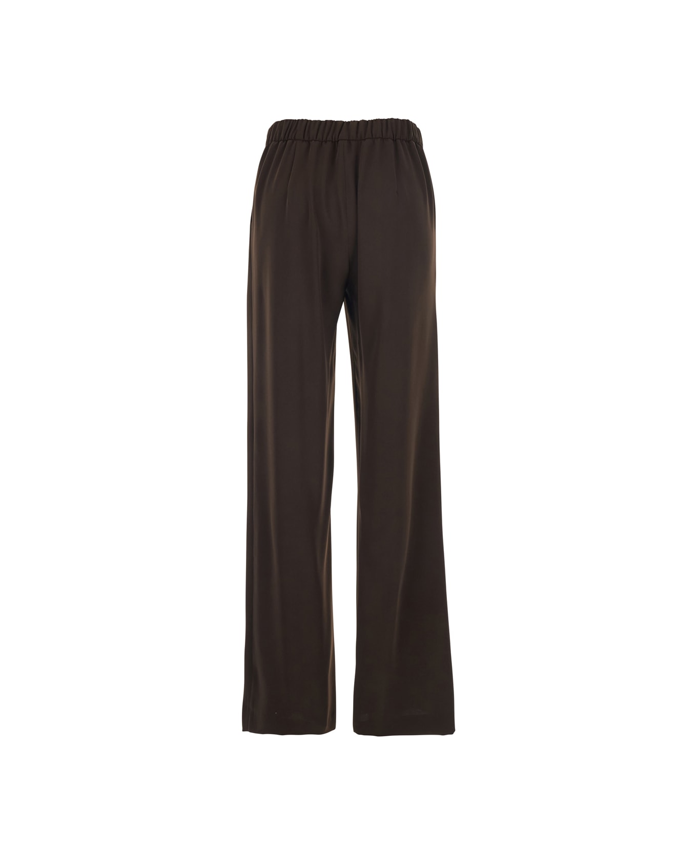 Parosh Brown Pants With Elastic Waist And Wide Leg In Fabric Woman - Brown ボトムス