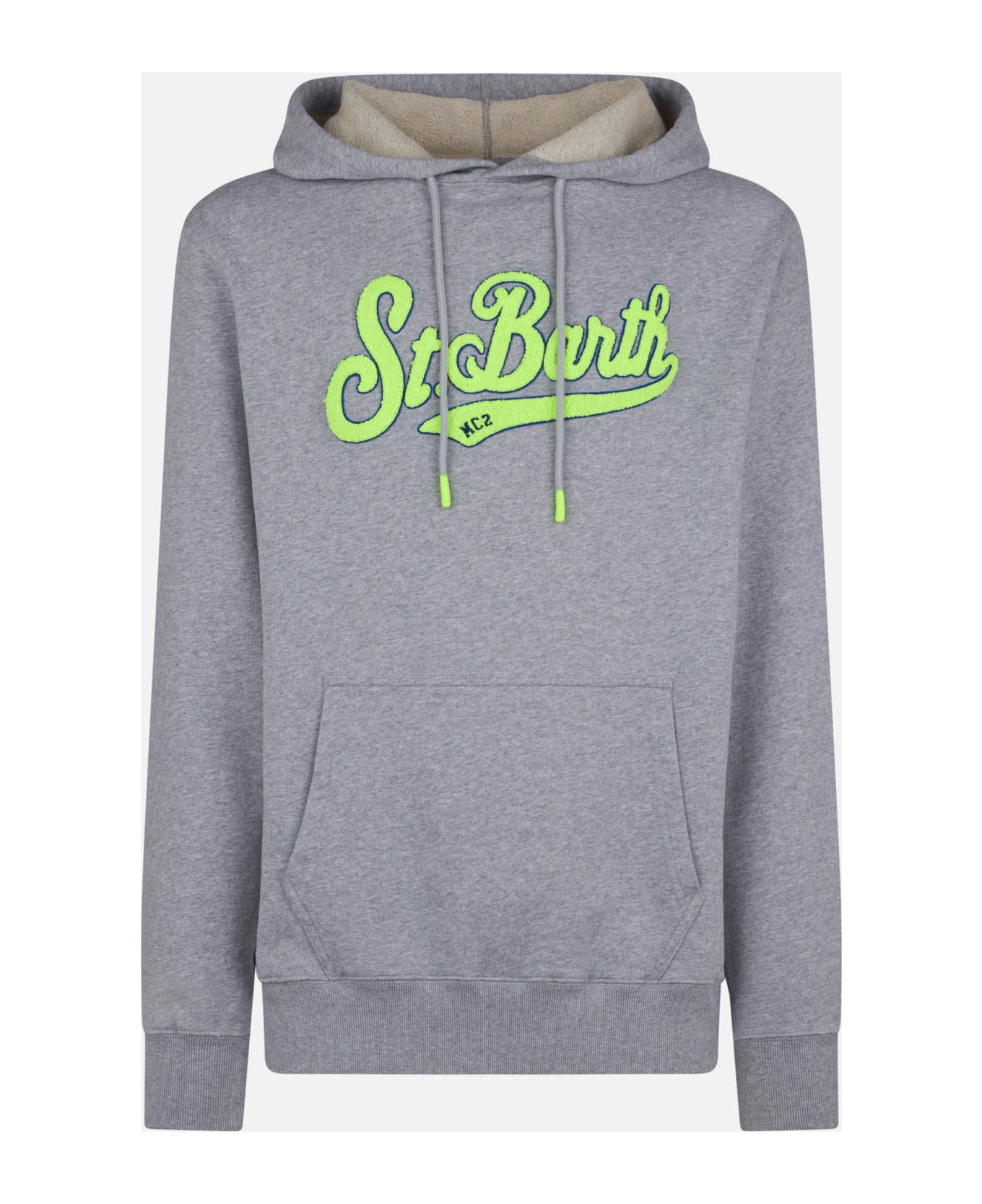 MC2 Saint Barth Man Cotton Hooded Grey Sweatshirt - GREY