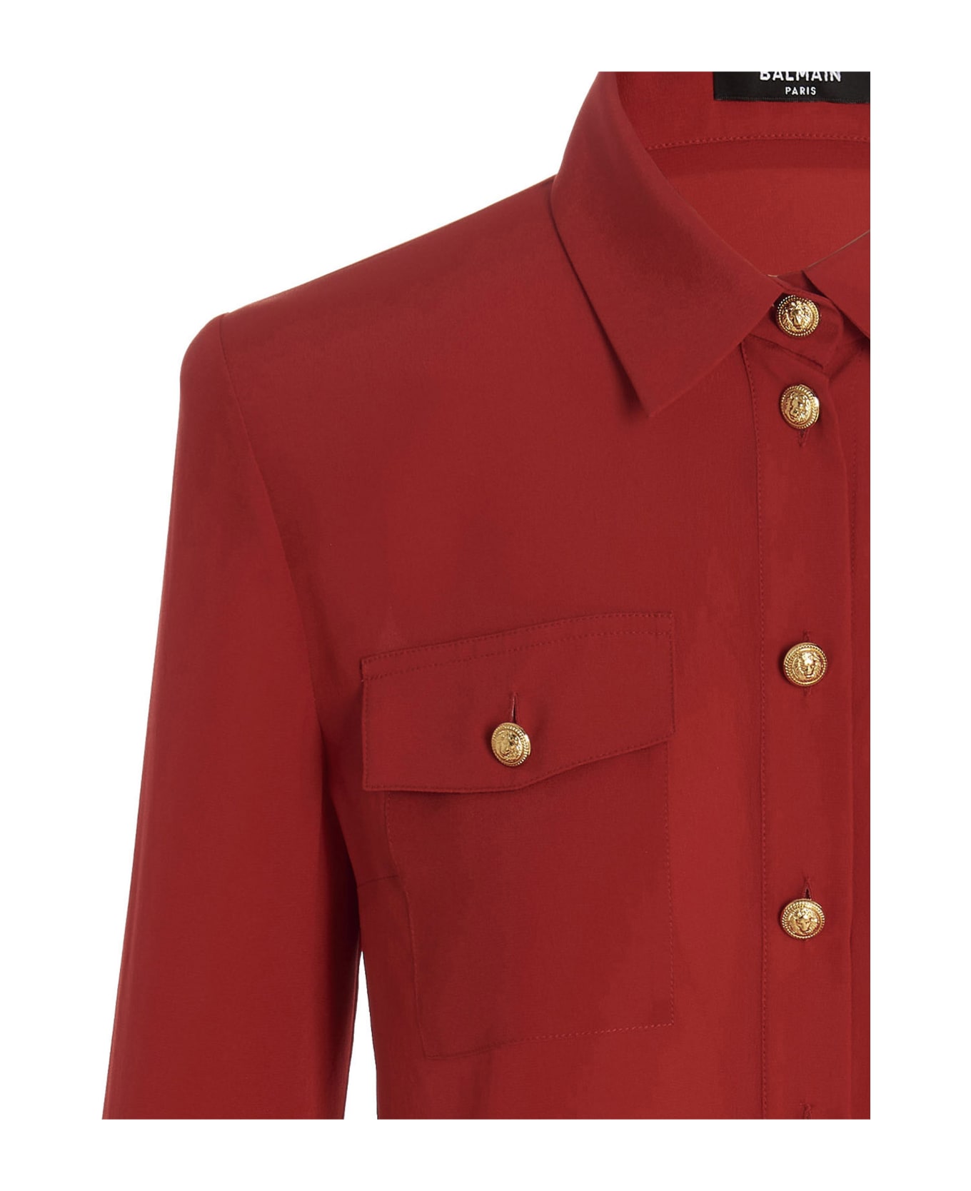 Balmain Silk Shirts With Padded Shoulders - Red