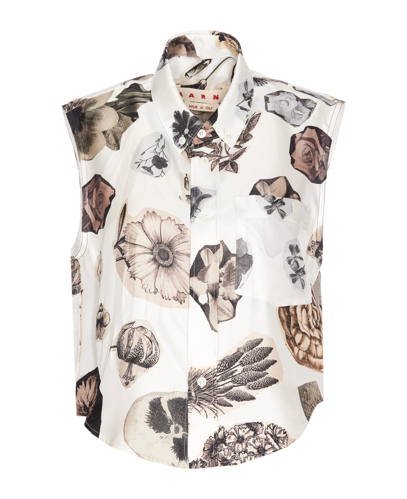 Marni Floral Print Sleeveless Shirt - White シャツ