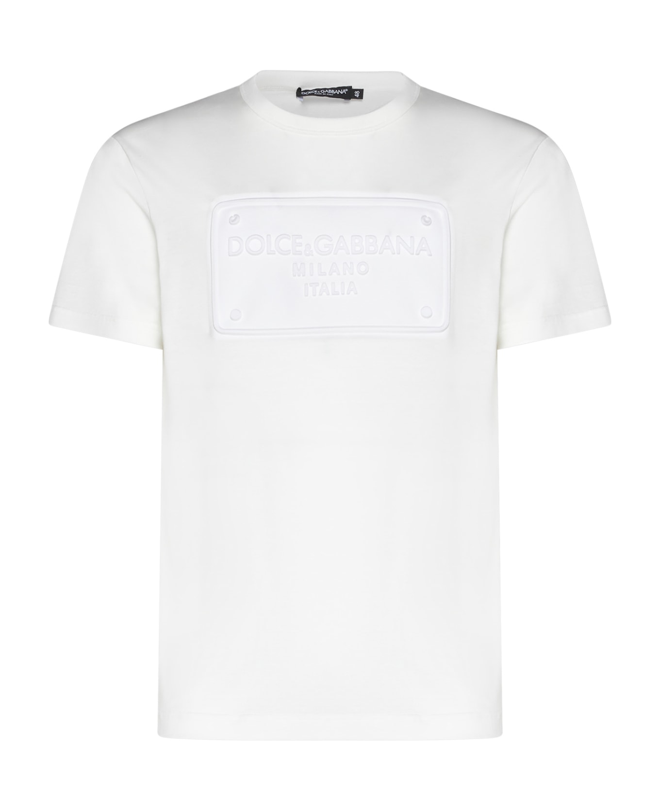 Dolce & Gabbana Logo Embossed Crewneck T-shirt - WHITE