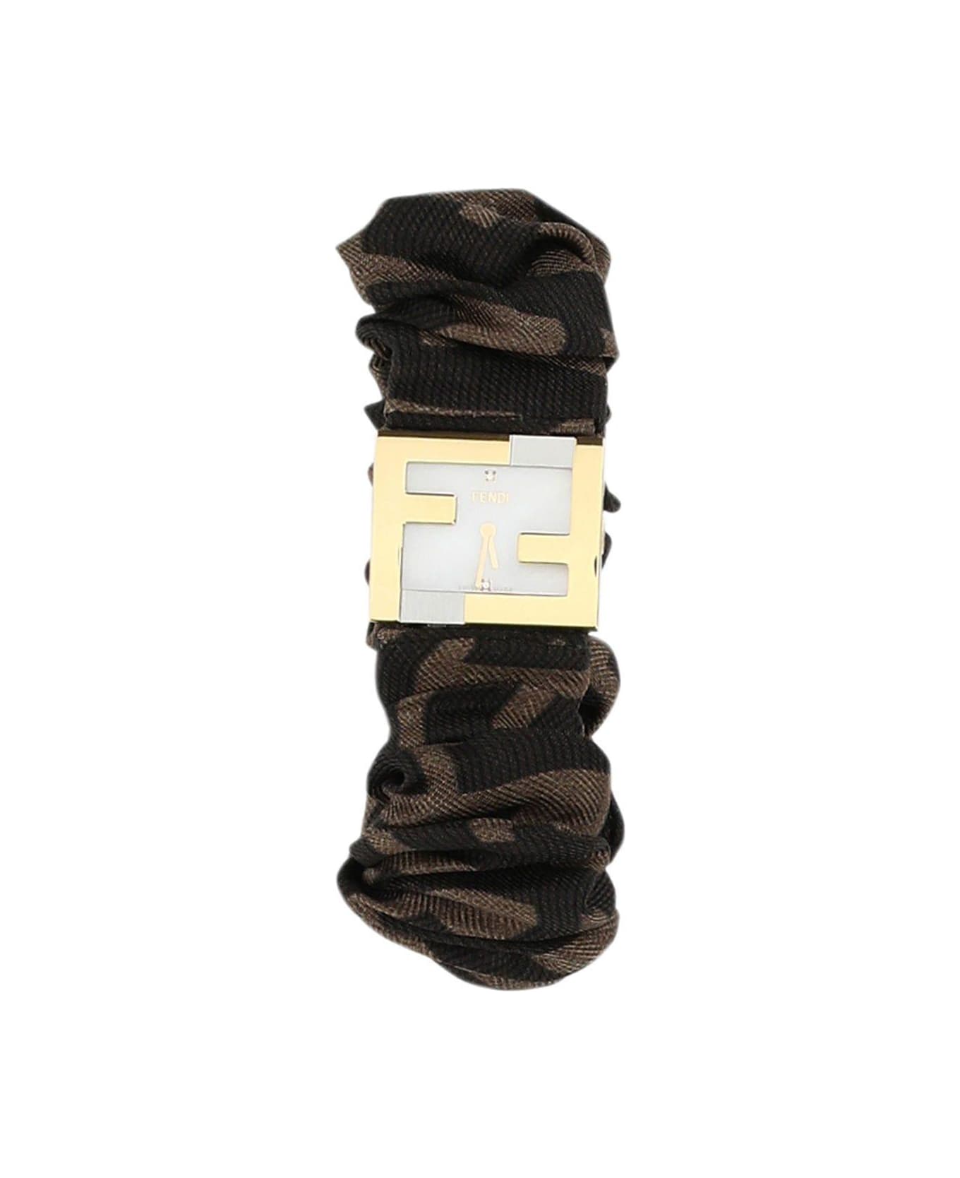 Fendi Stainless Steel And Embroidered Nylon Mania Baguette Watch - MARRONE