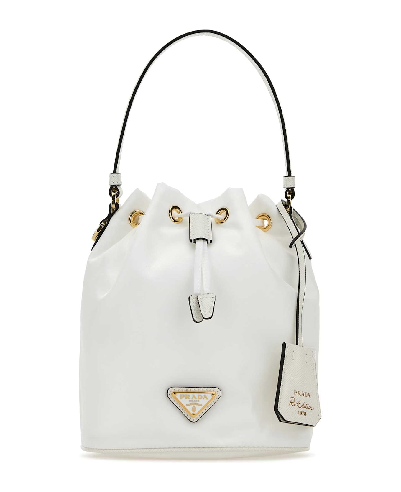 Prada White Nylon Bucket Bag - BIANCON