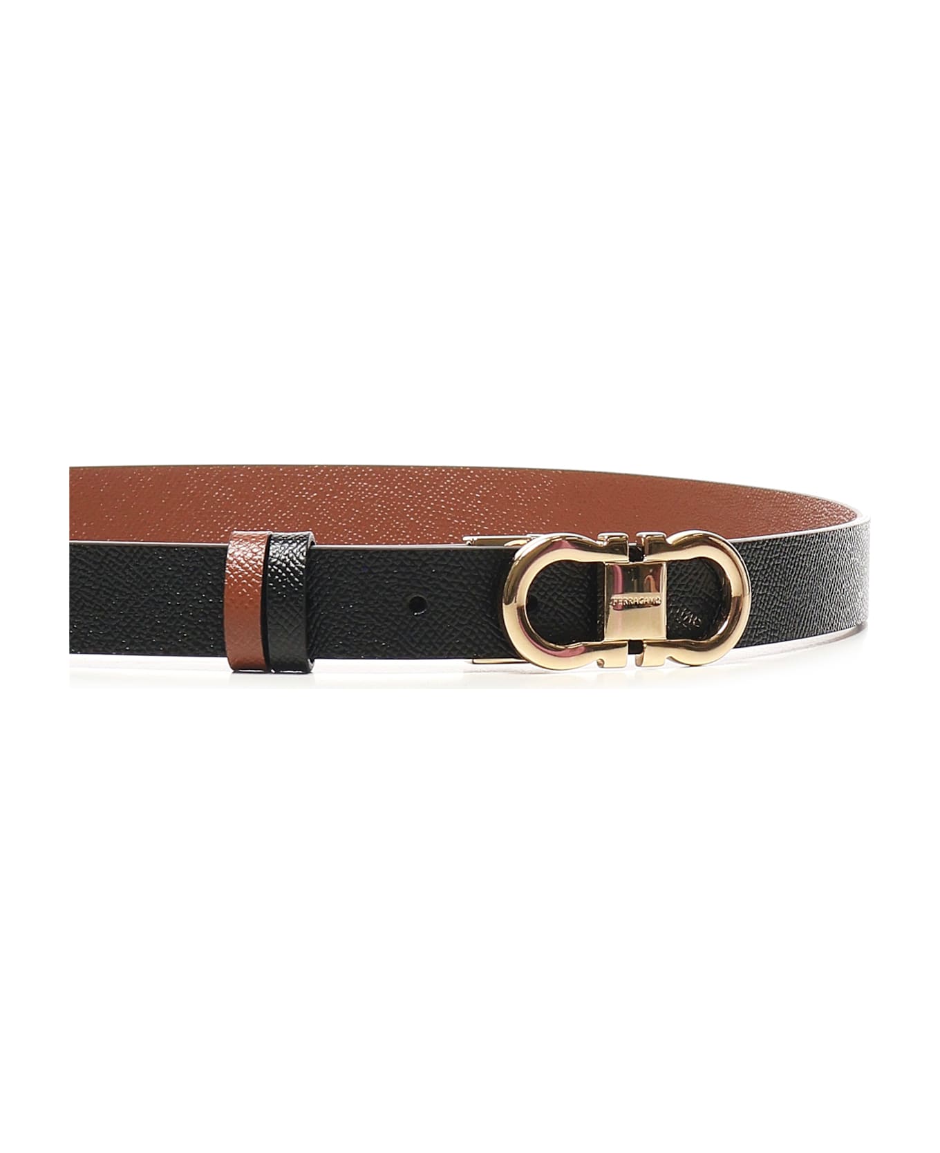 Ferragamo Gancini Adjustable And Reversible Belt - Black