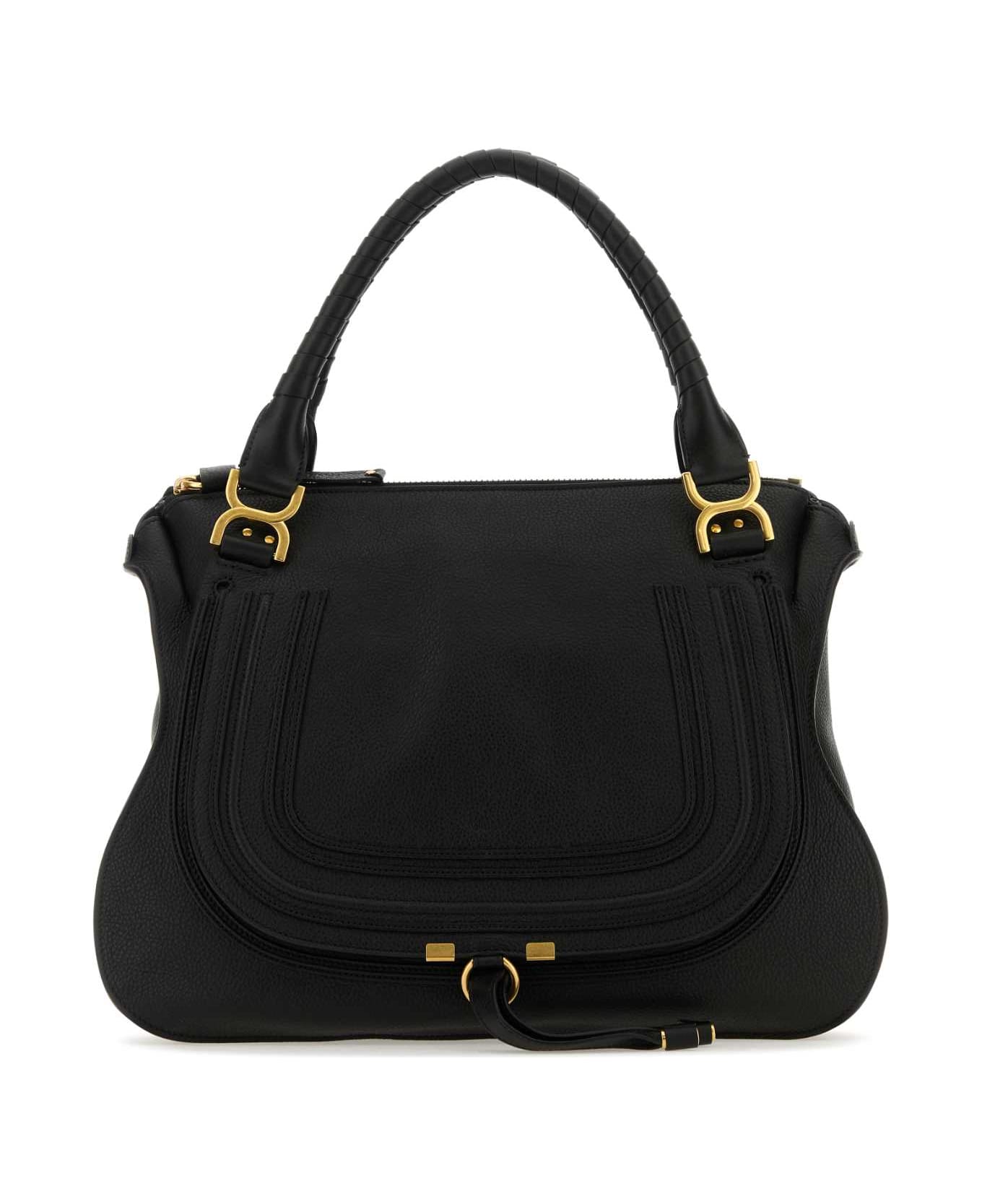 Chloé Black Leather Big Marcie Handbag - BLACK