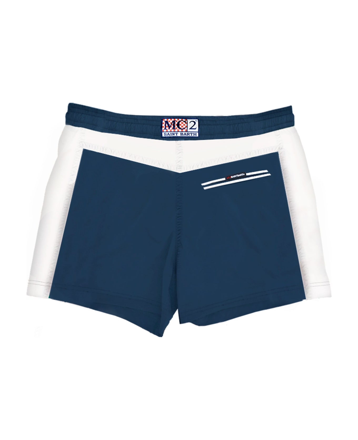 MC2 Saint Barth Man Swimshorts With Bands And Patch - BLUE