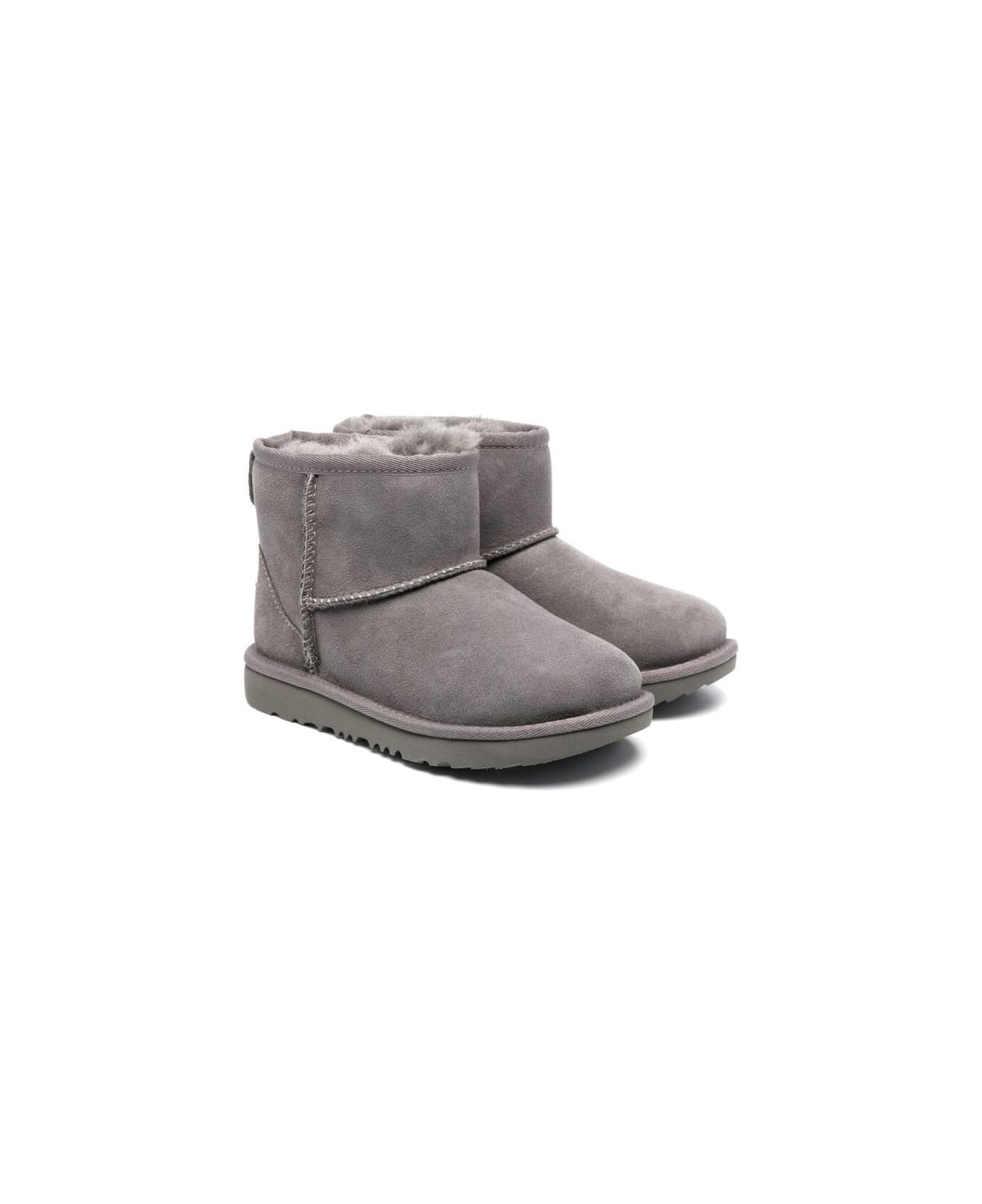 UGG 'mini Classic Ii' Grey Slip-on Boots In Leather Girl - Grey