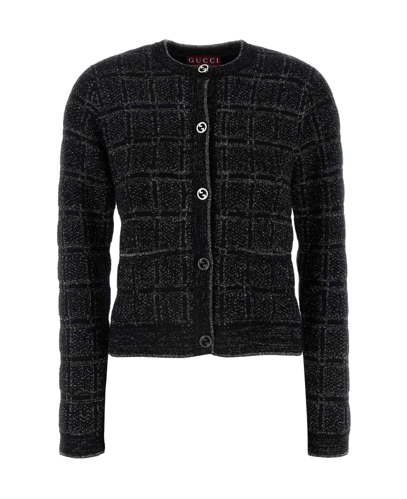 Gucci Black Wool Blend Cardigan - BLACKSILVER