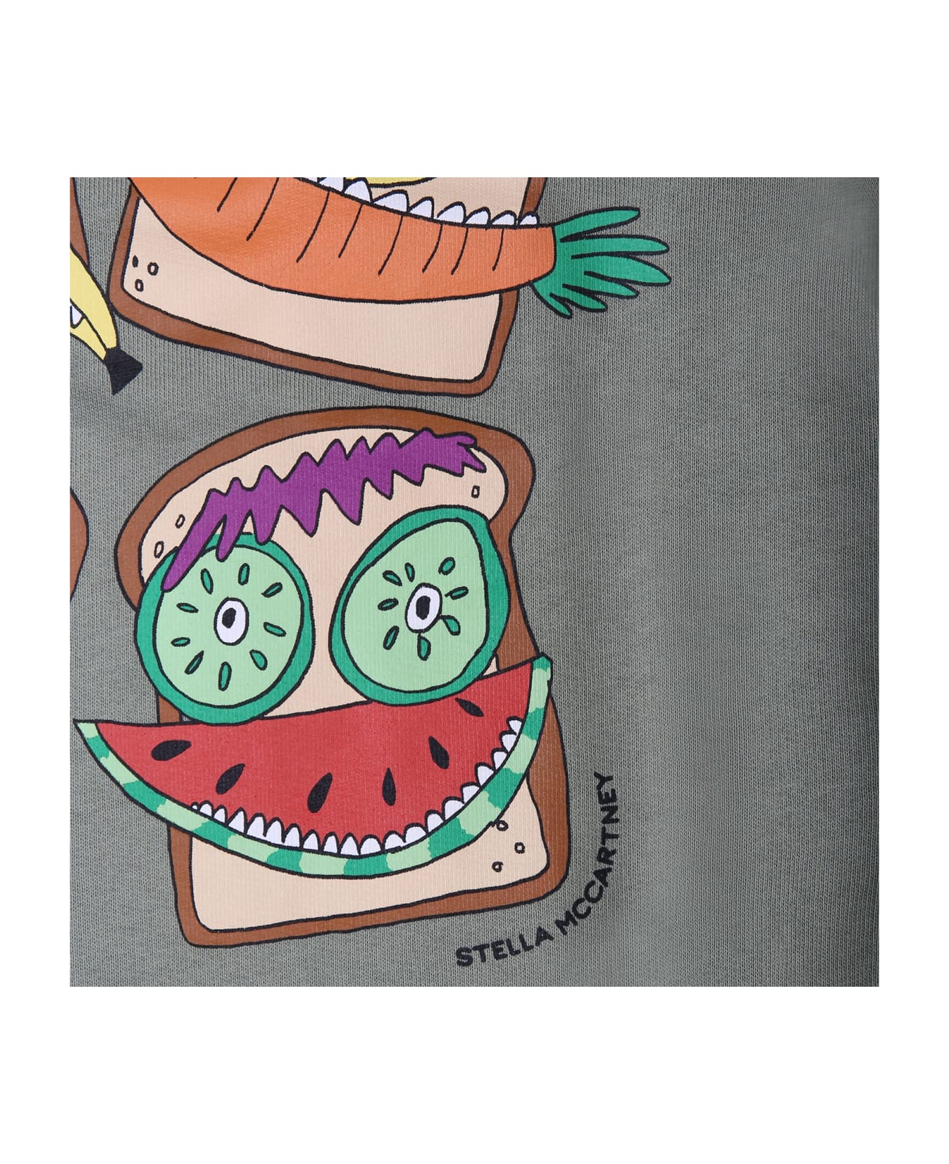 Stella McCartney Green Sweatshirt For Boy With Toast Print - Verde