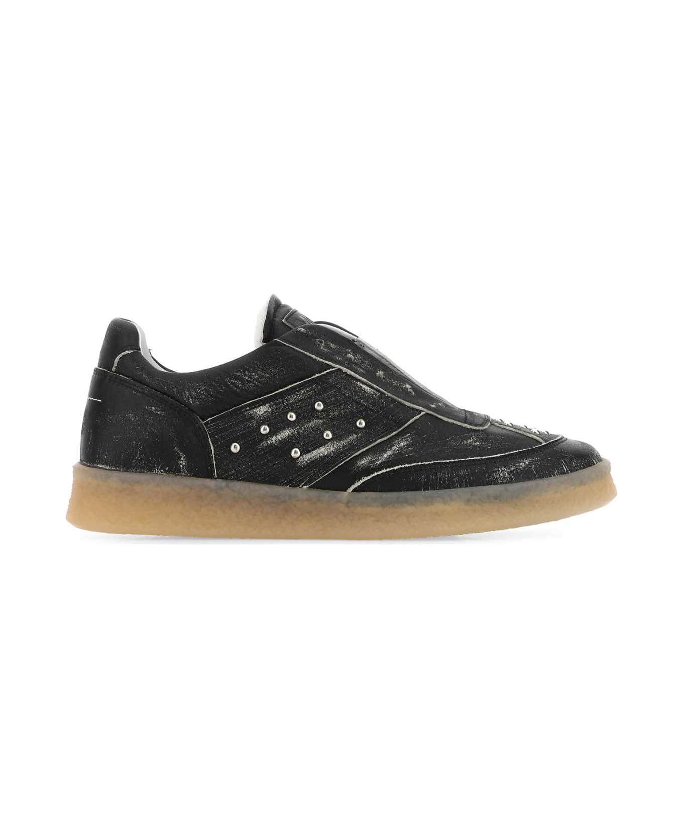 MM6 Maison Margiela Black Leather Sneakers - T8013