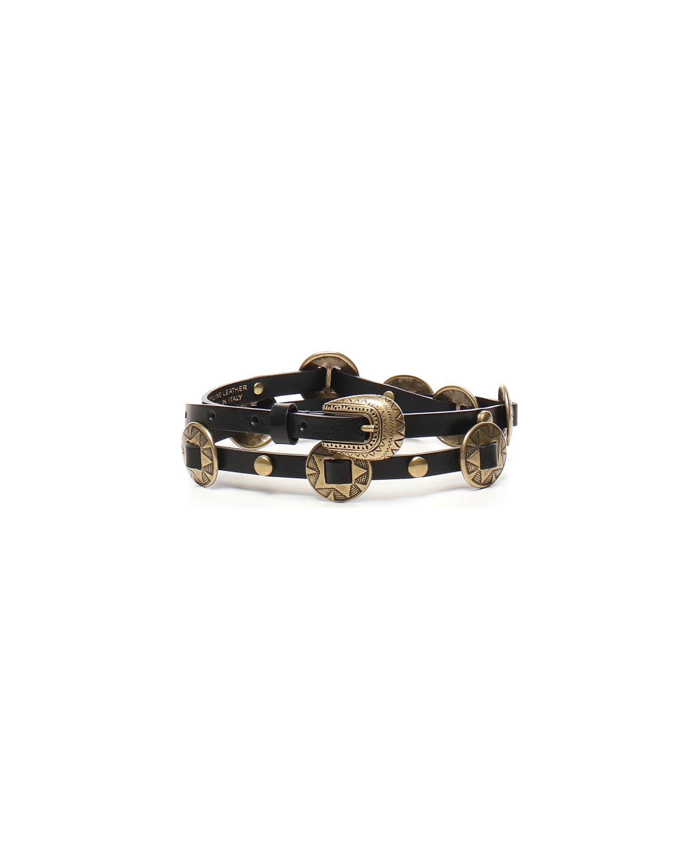 Pinko Thin Belt With Plaques Engraved In Metal - Black
