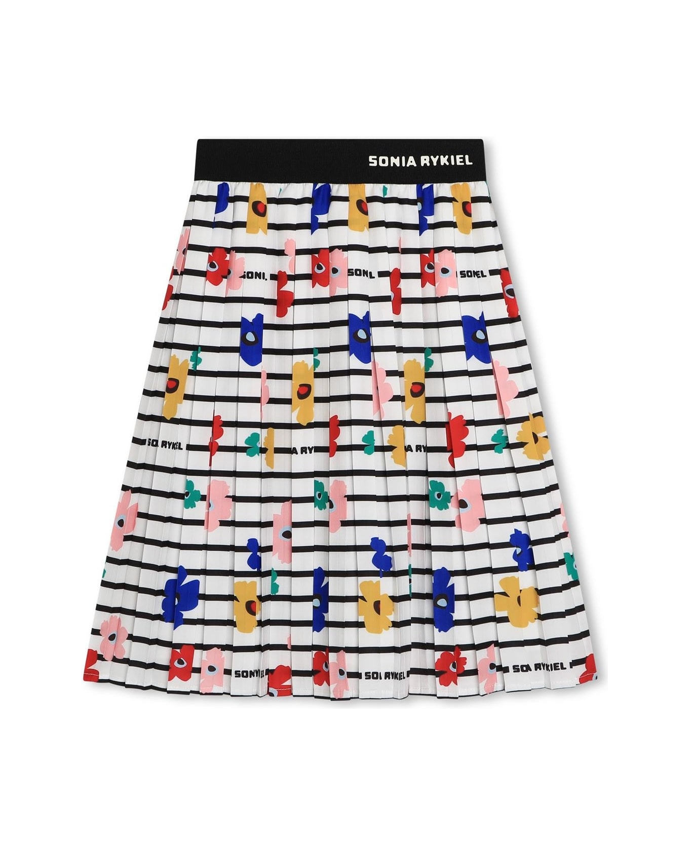 Sonia Rykiel Long Floral Skirt With Pleats - White
