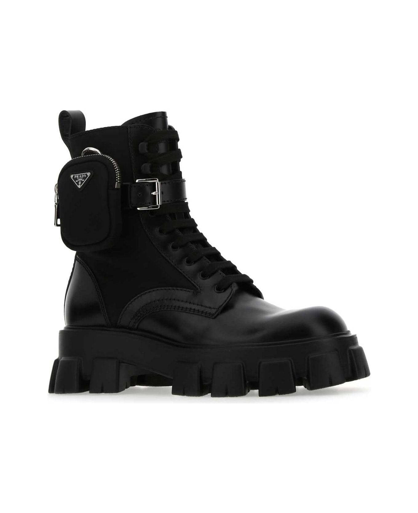 Prada Strapped Pouch Combat Boots | italist