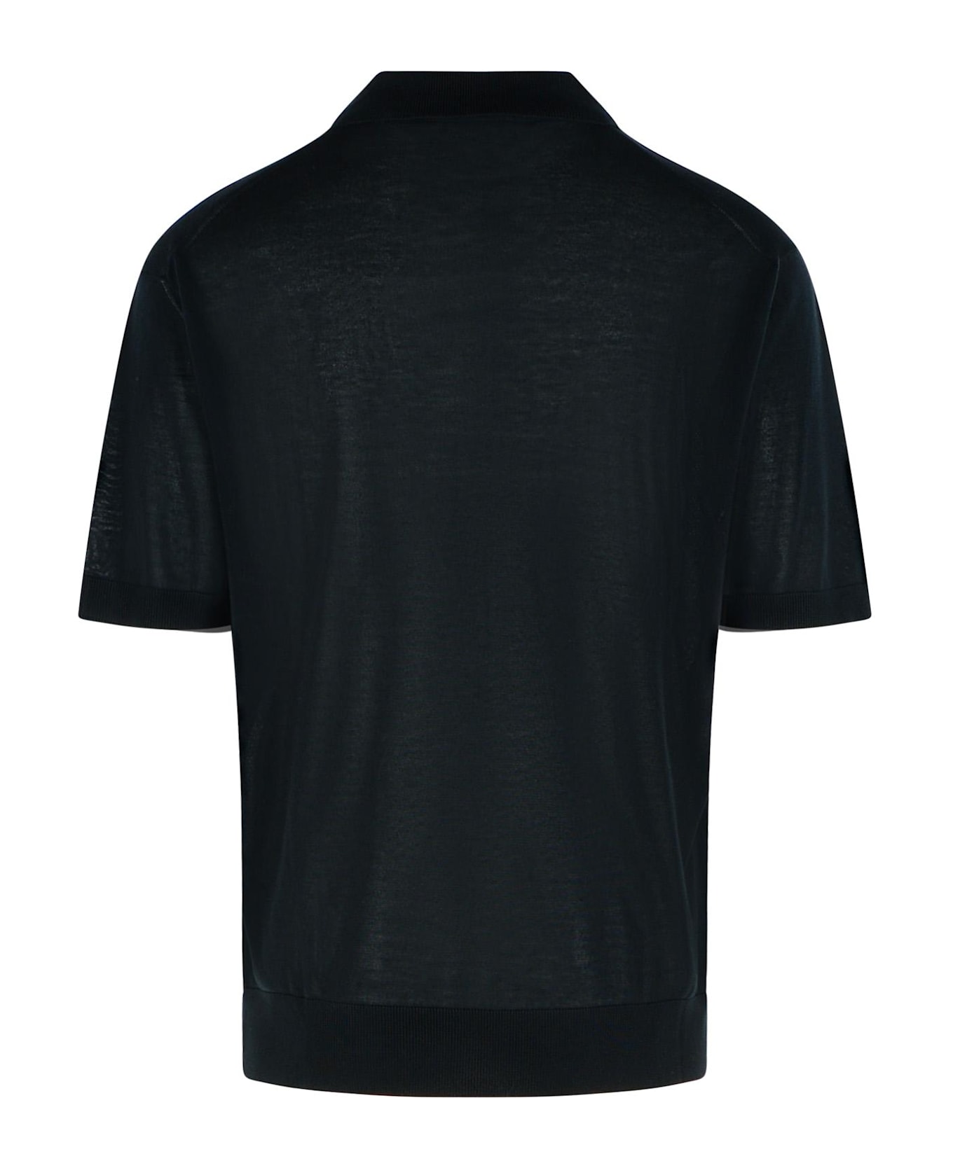 Laneus Black Lyocell Polo Shirt - Black