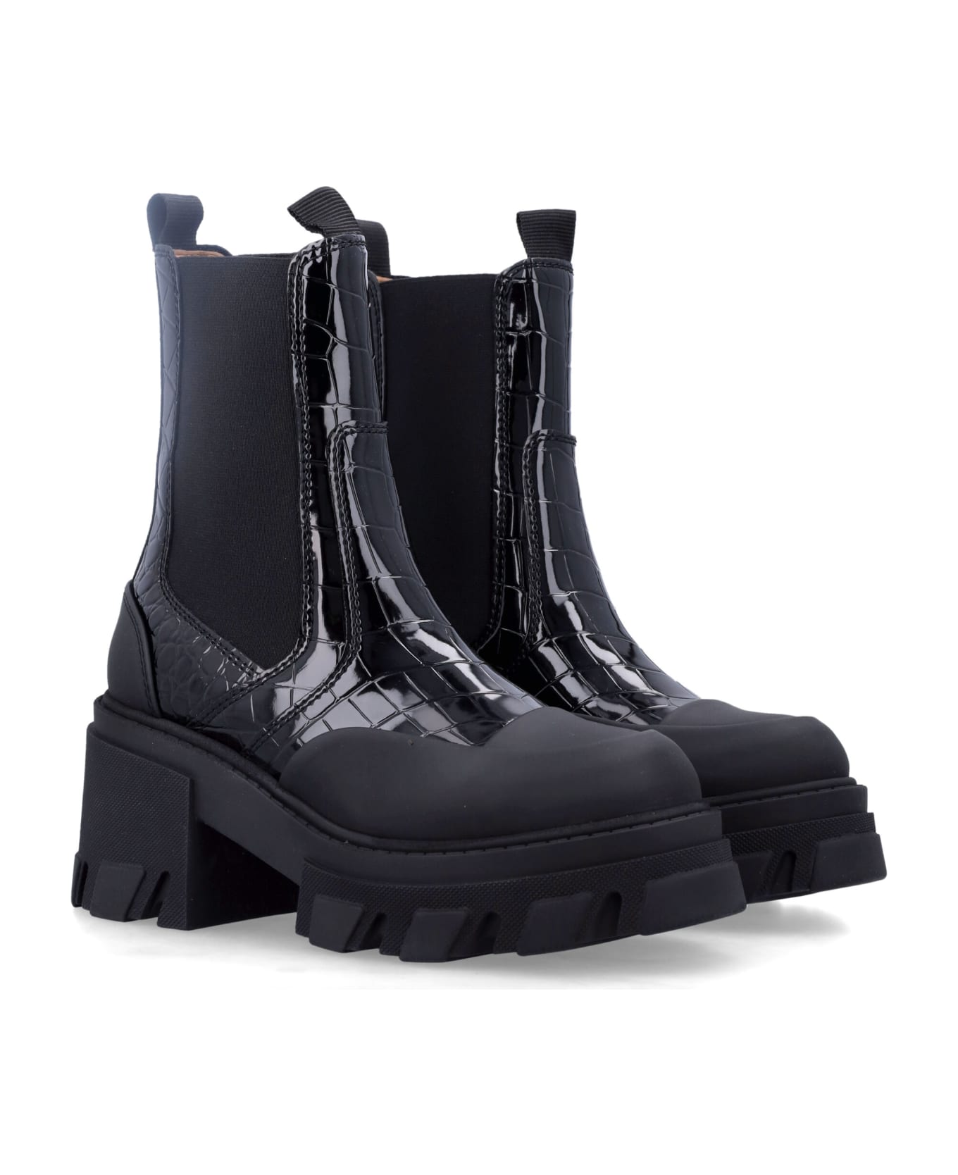 Ganni Cleated Mid Boots - BLACK