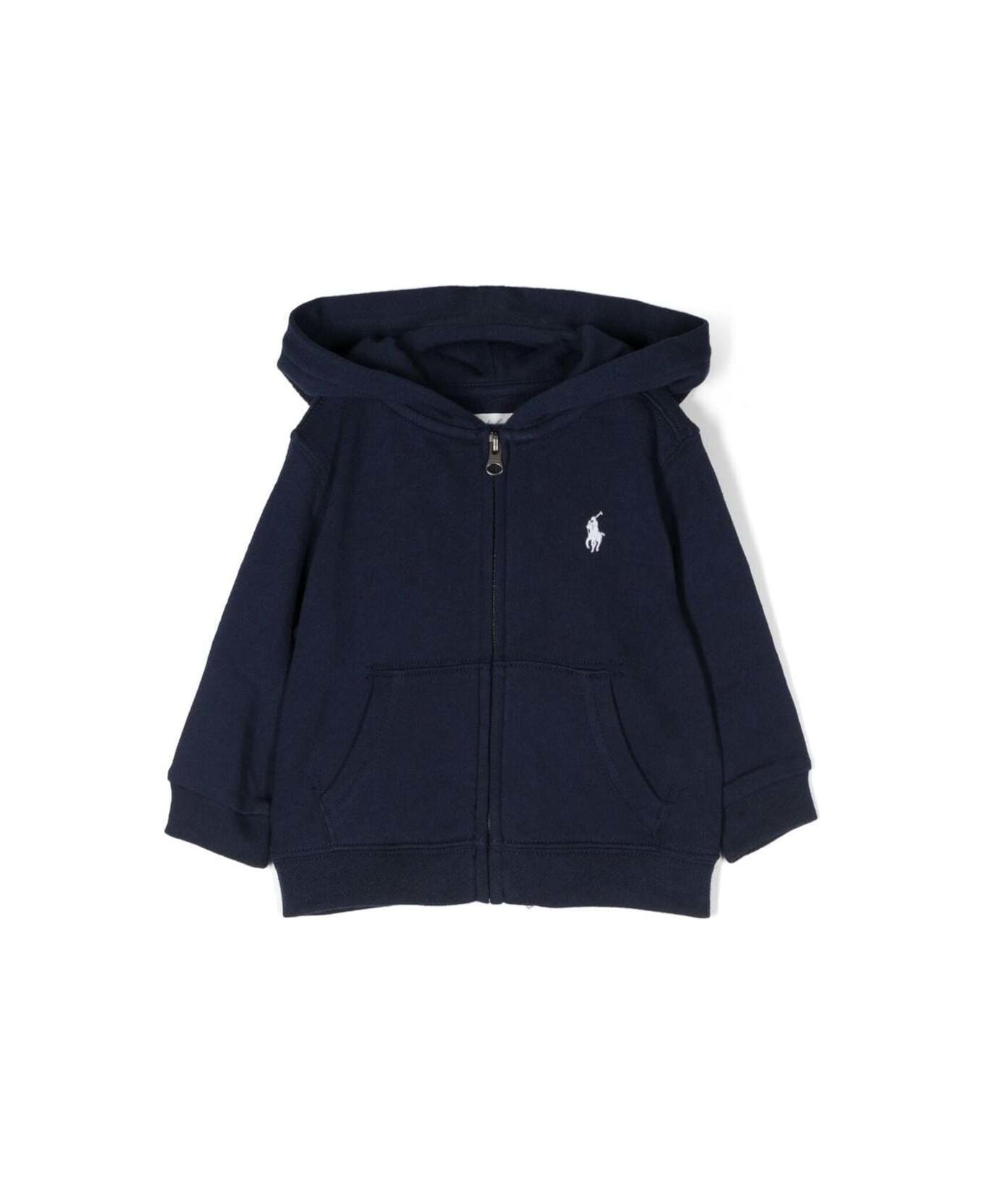 Polo Ralph Lauren Blue Hoodie With Logo In Cotton Baby - Blu