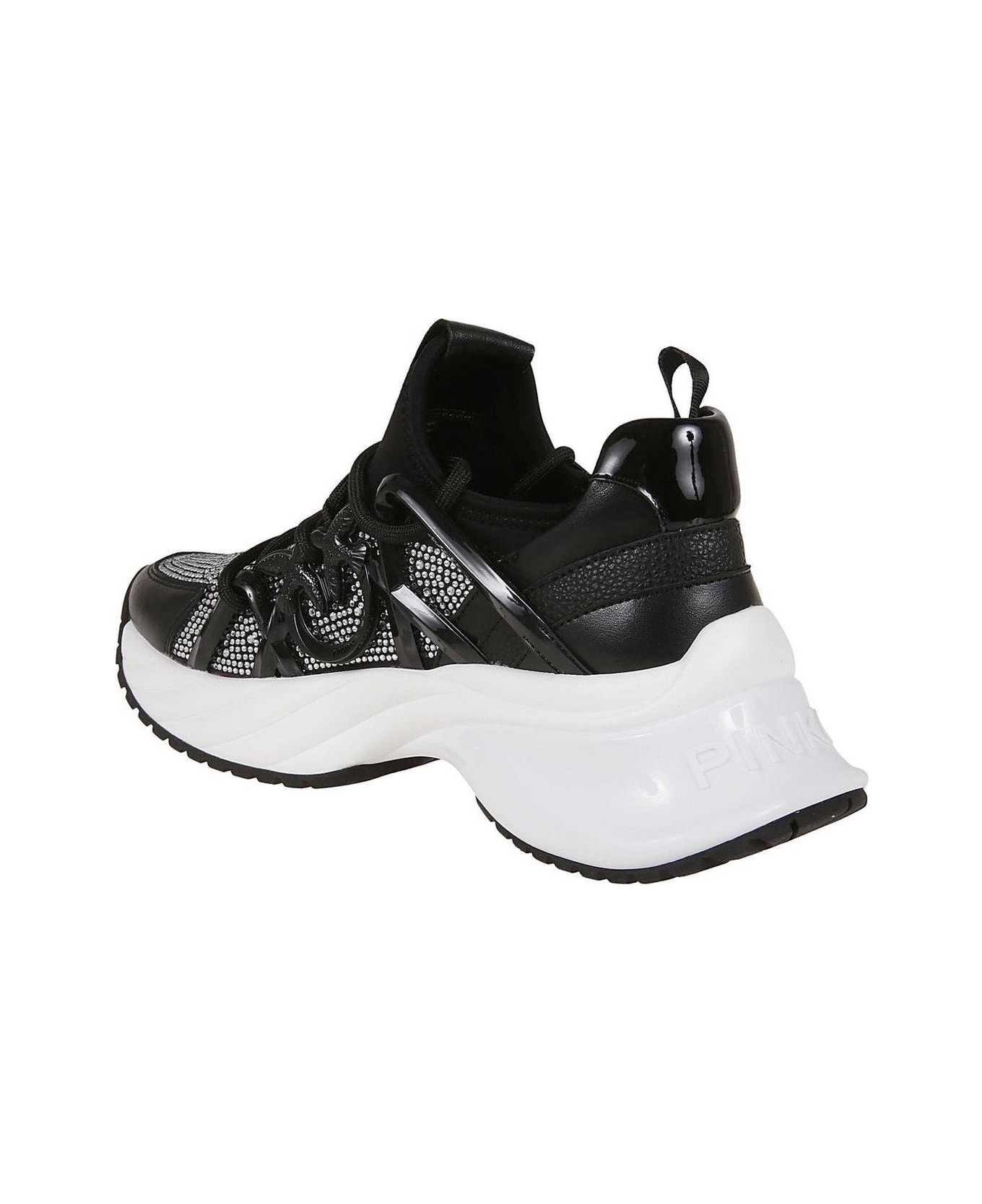 Pinko Love Birds Embellished Chunky Sneakers - Nero Crystal スニーカー