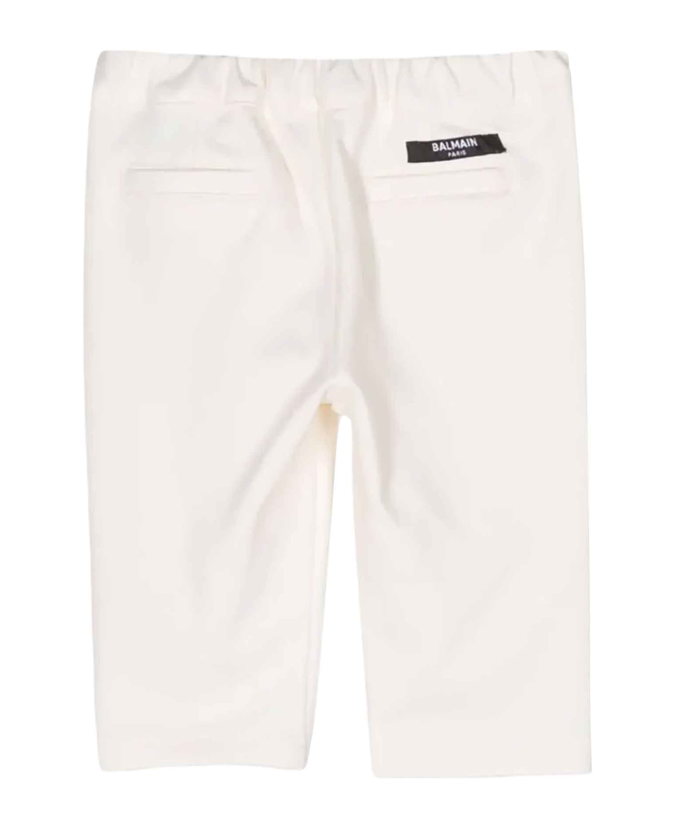 Balmain Ivory mesh-detail Trousers Boy - Bianco