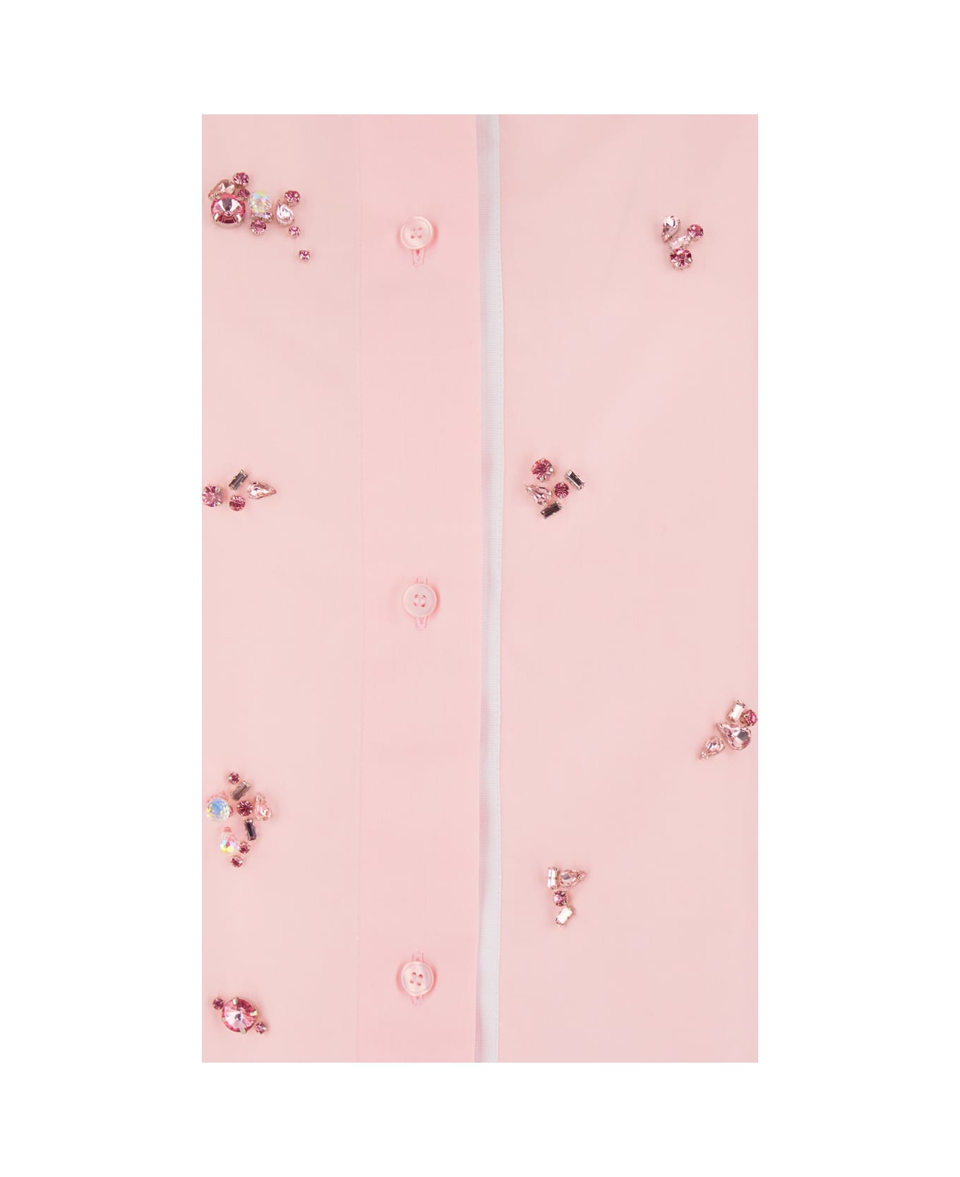 Des Phemmes Pink Shirt With Classic Collar And Embellishments On The Front In Cotton Woman - Pink