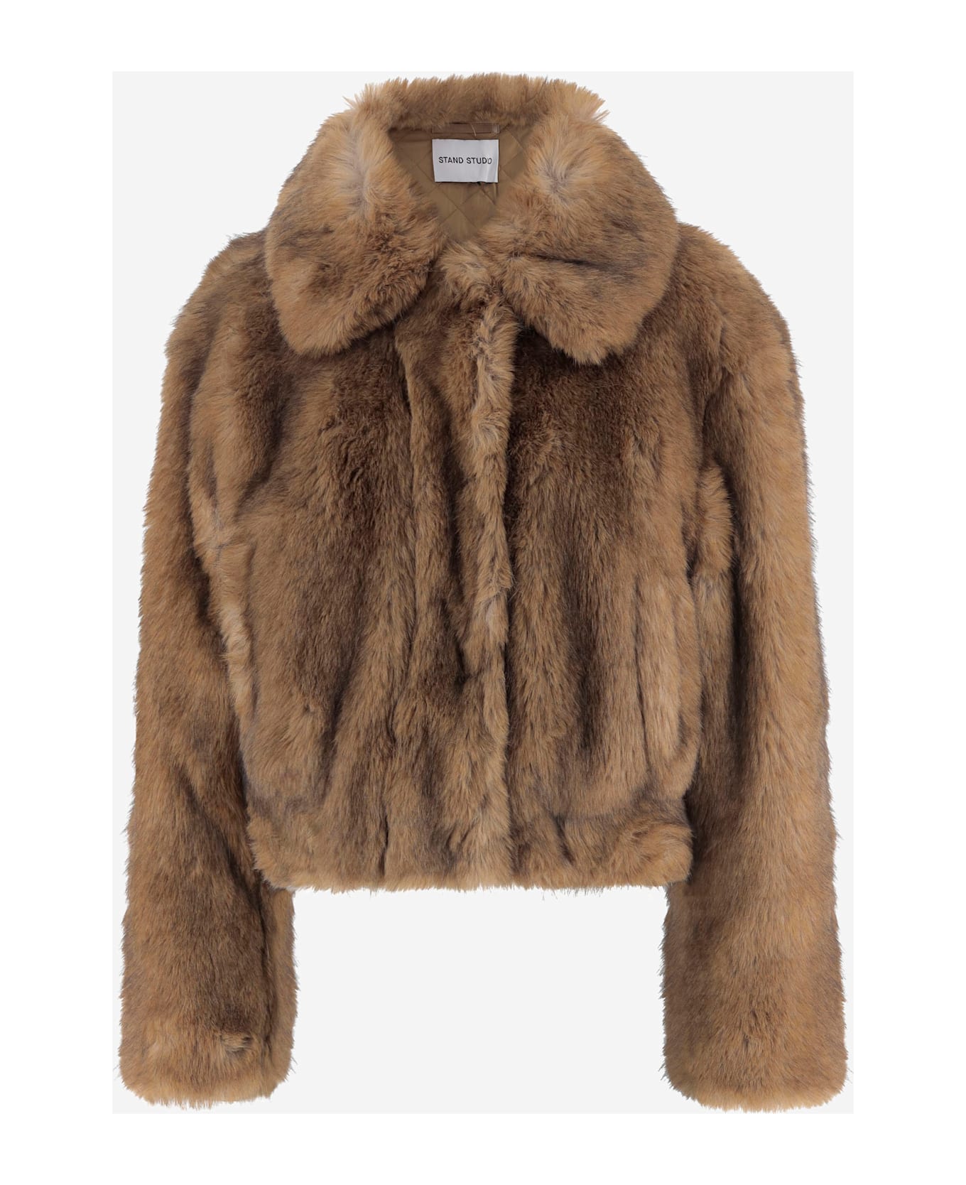STAND STUDIO Lena Synthetic Fur Jacket - Brown
