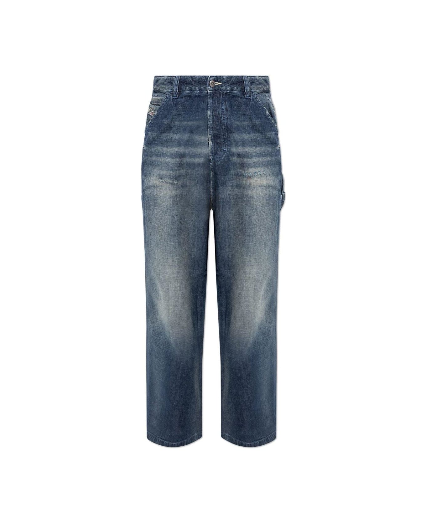 Diesel D-livery Straight-leg Distressed Jeans - denim