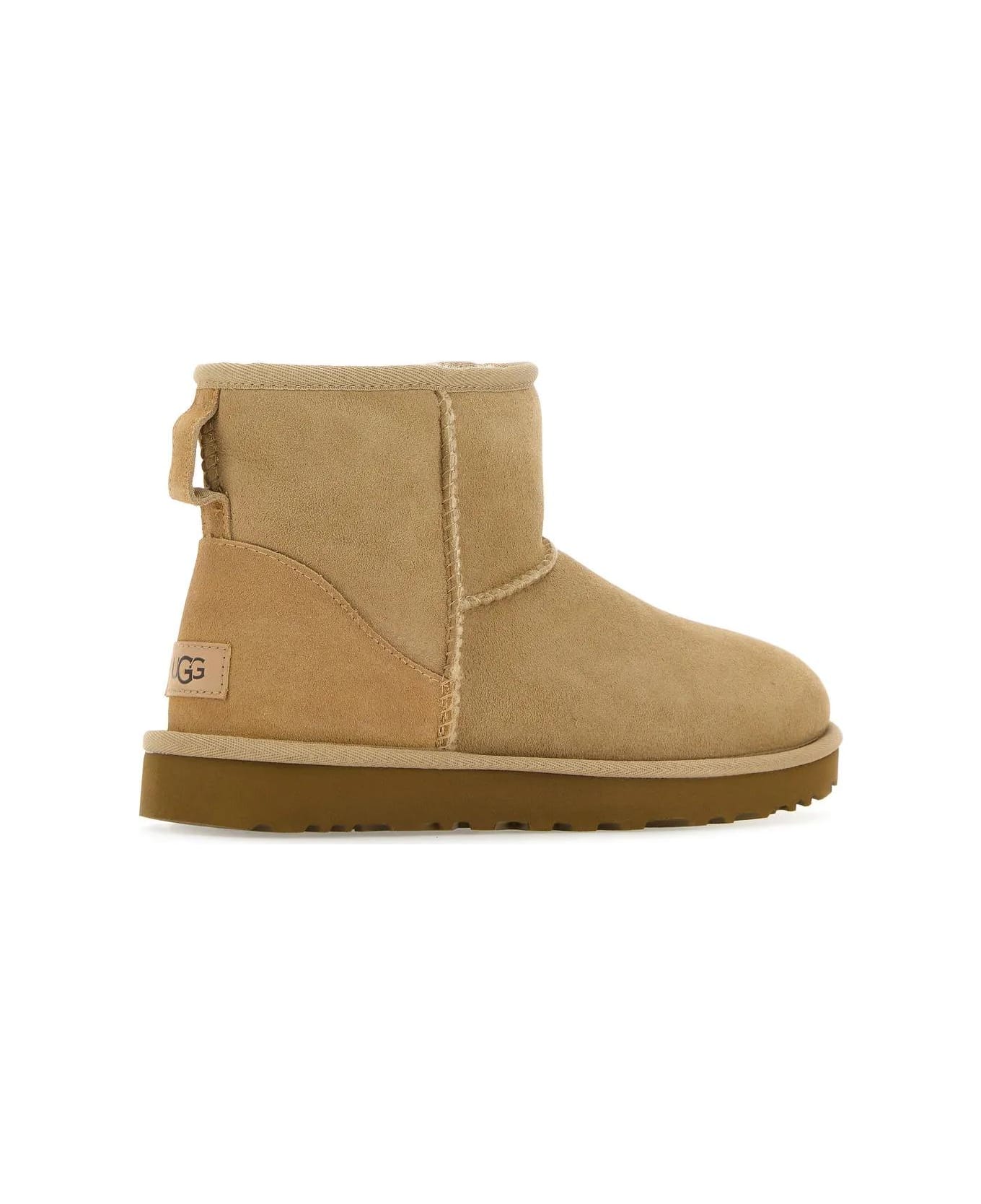 UGG Sand Suede Classic Ultra Mini Ankle Boots - Beige