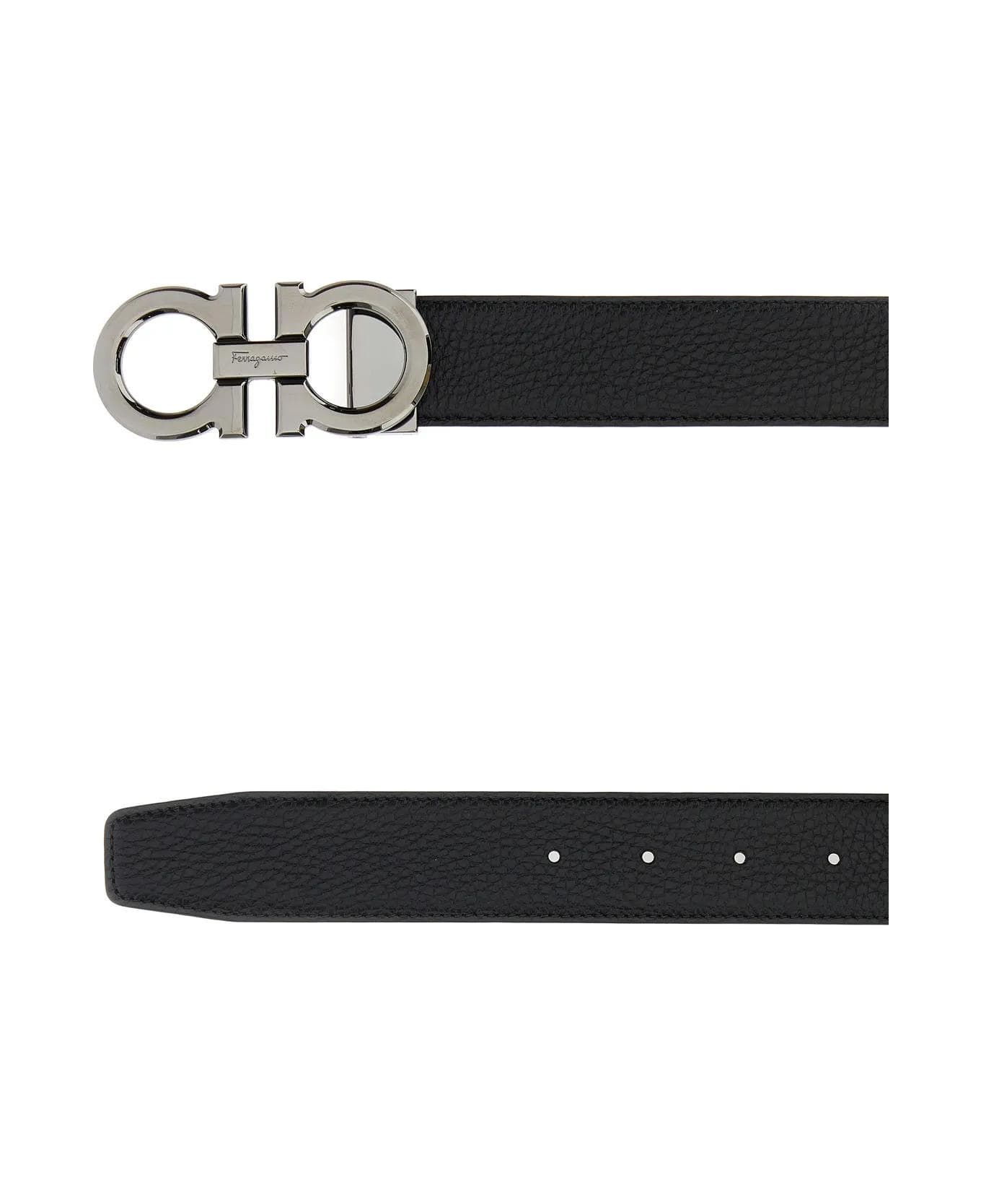 Ferragamo Black Leather Reversible Belt - Nerohickor ベルト