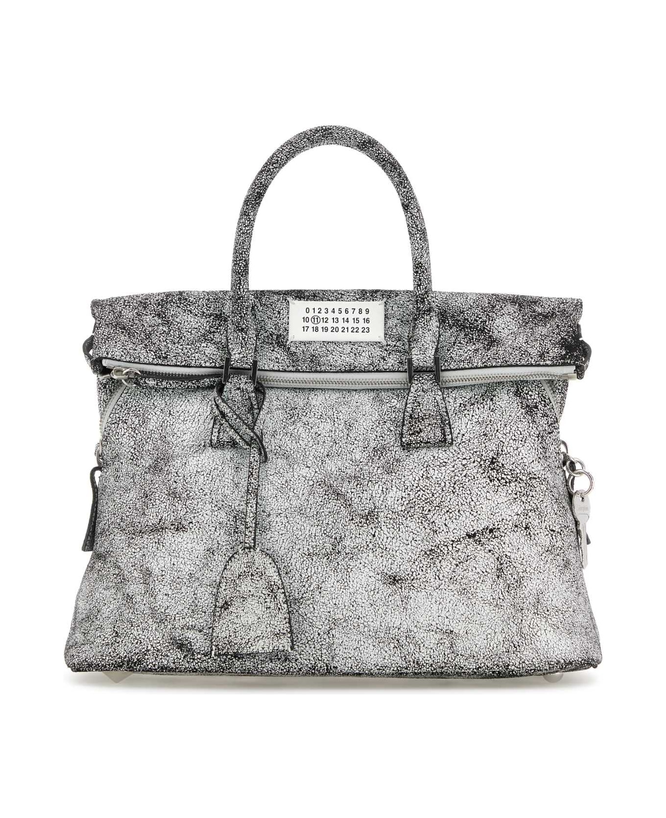 Maison Margiela Two-tone Leather Medium 5ac Loved To Death Handbag - WHITE-BLACK