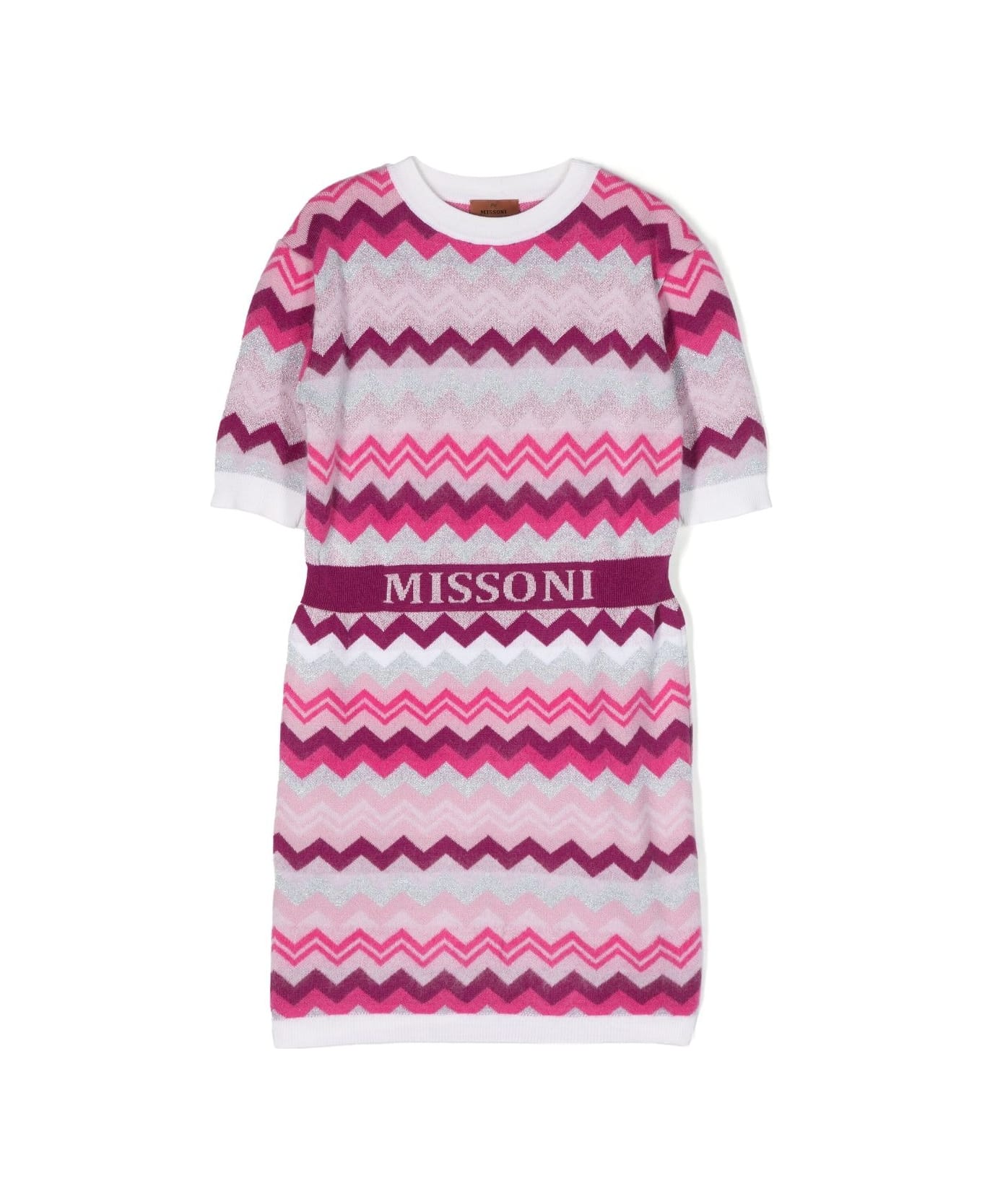 Missoni Kids Pink And Fuchsia Chevron Patterned Dress - C