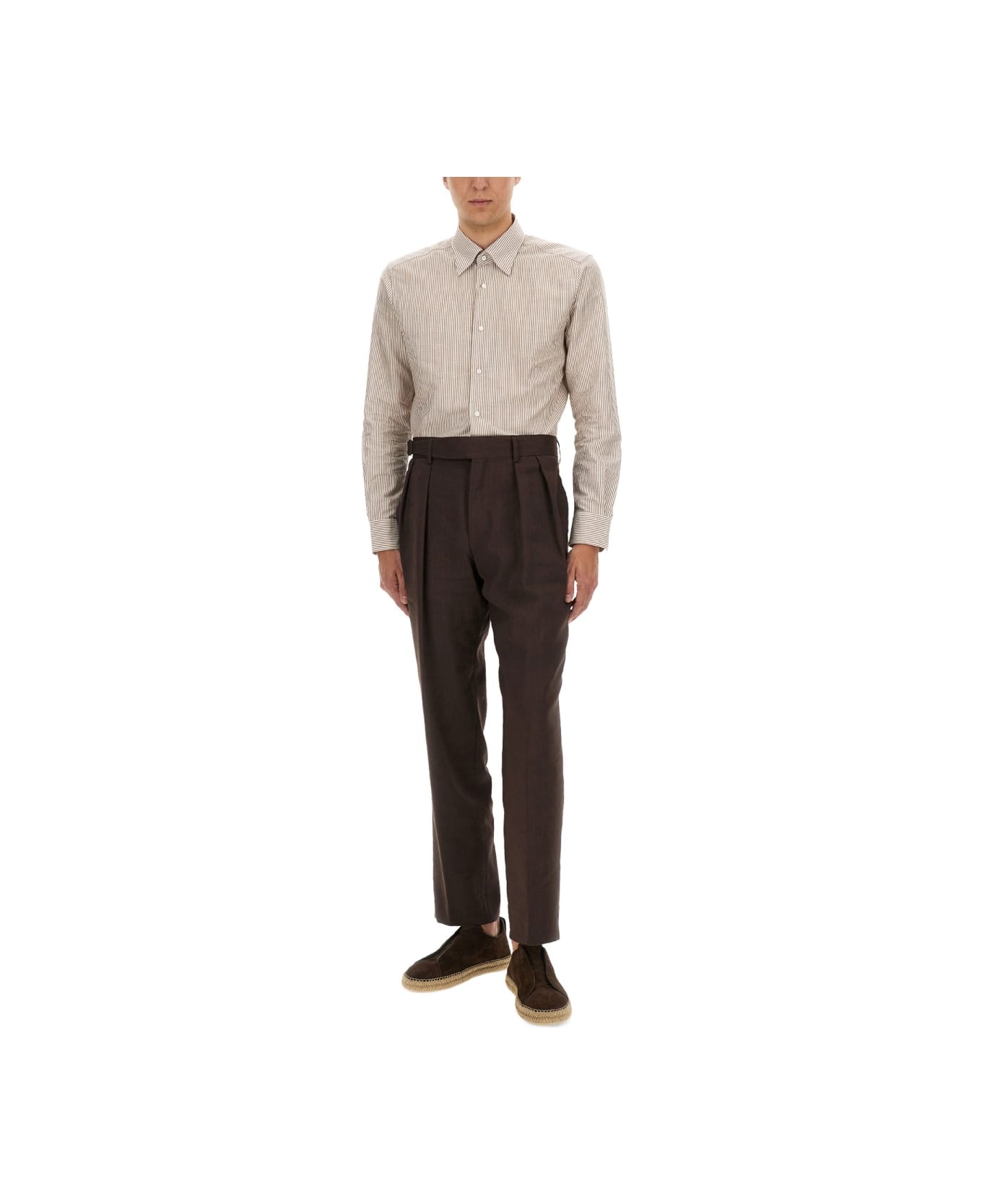 Hugo Boss Linen "port" Pants - BROWN